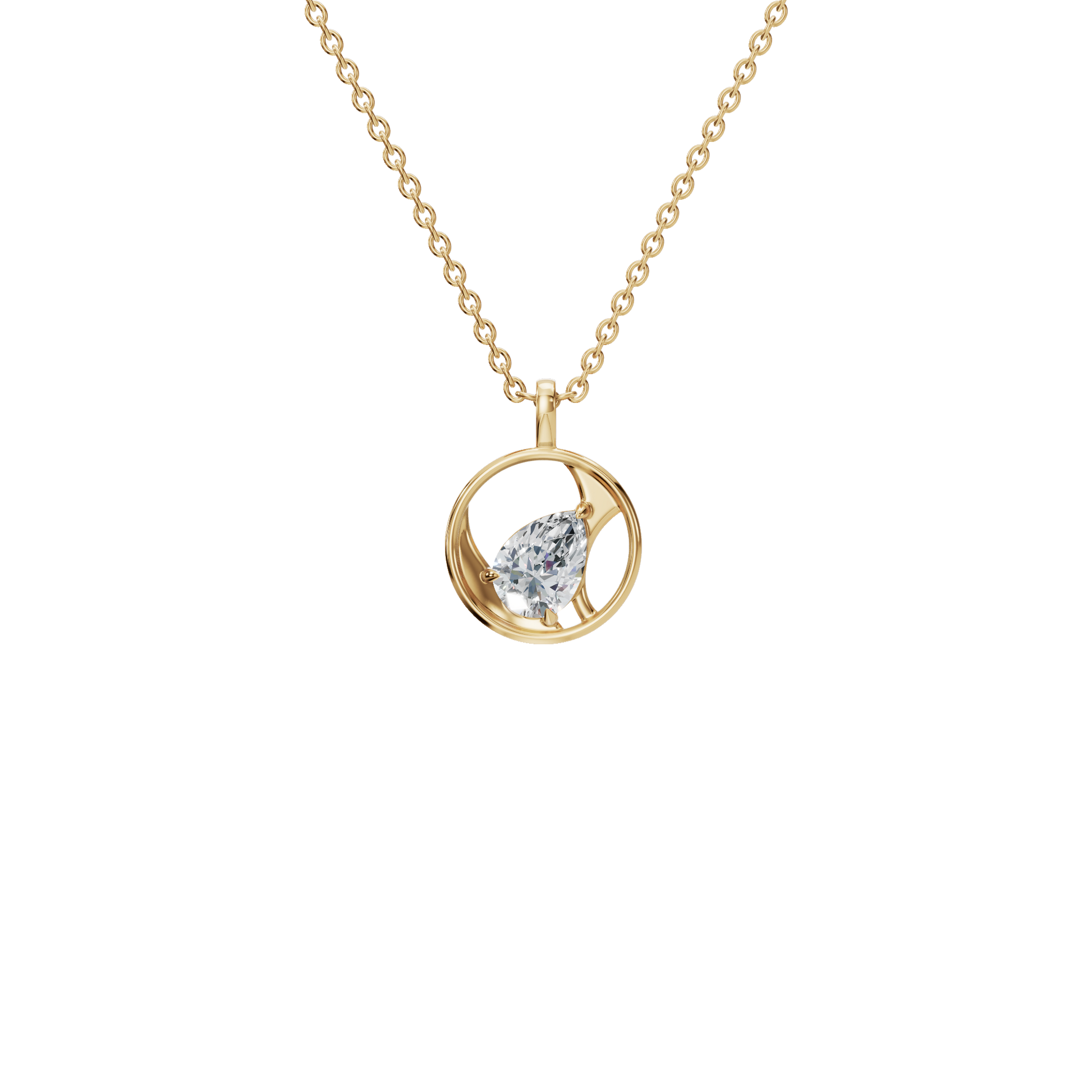 0.65 CTW Pear Cut Diamond Circle Pendant | Minimalist Everyday Necklace