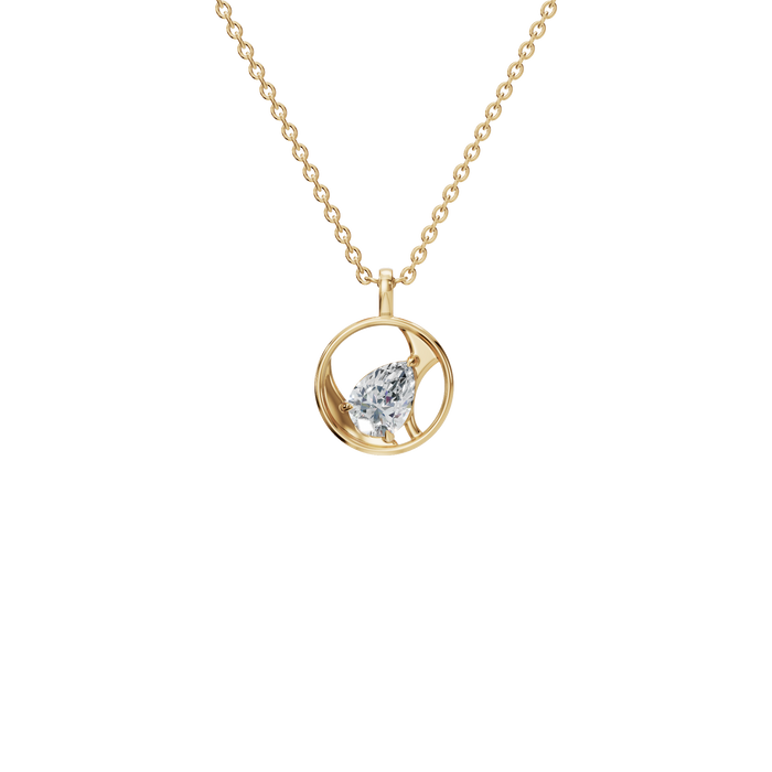 0.65 CTW Pear Cut Diamond Circle Pendant | Minimalist Everyday Pendant