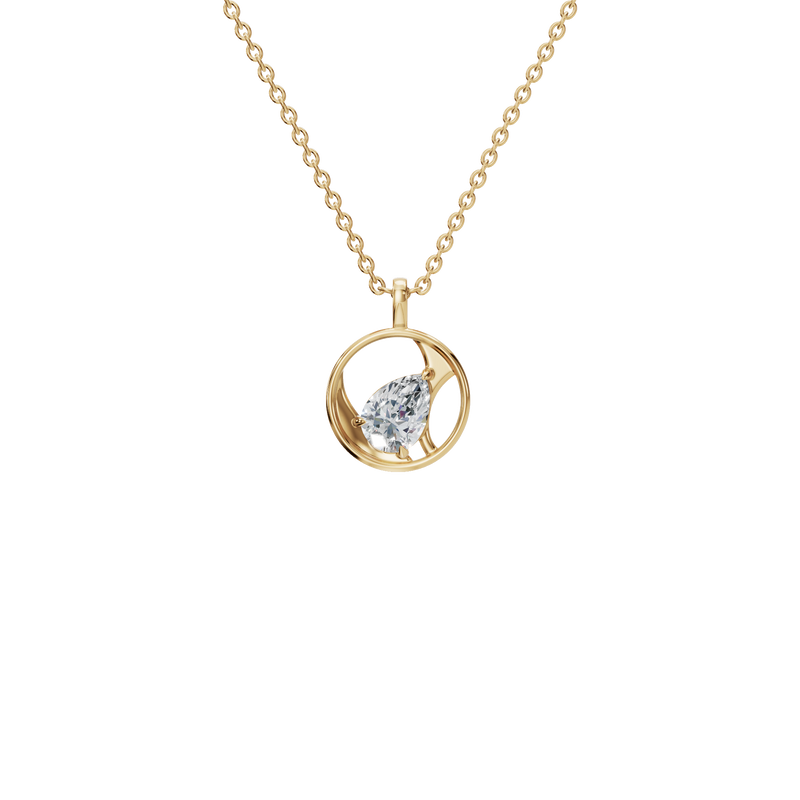 0.65 CTW Pear Cut Diamond Circle Pendant | Minimalist Everyday Pendant