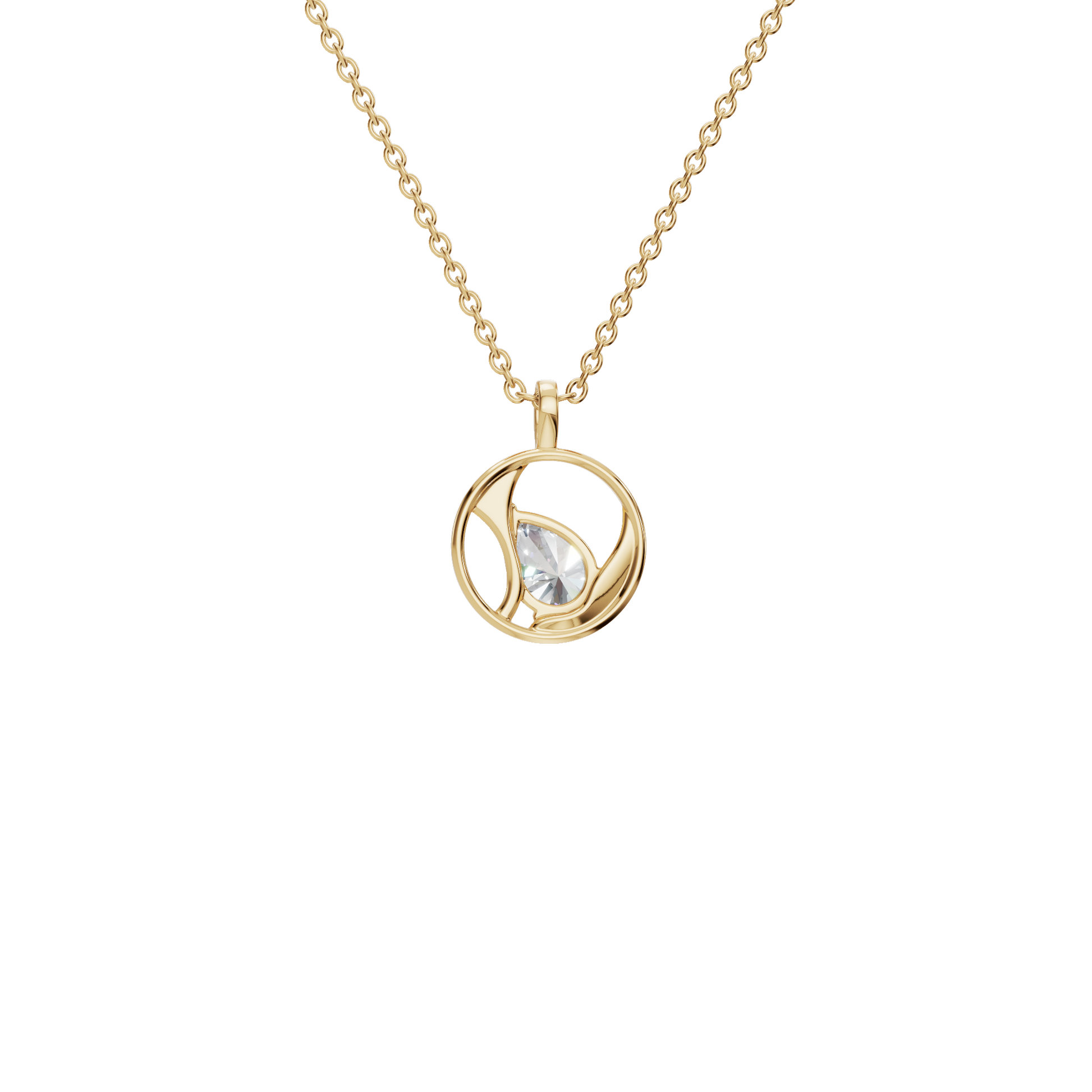 0.65 CTW Pear Cut Diamond Circle Pendant | Minimalist Everyday Necklace