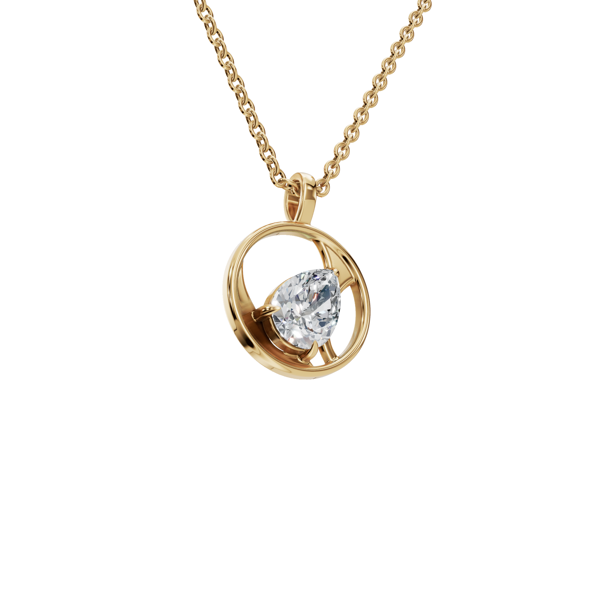 0.65 CTW Pear Cut Diamond Circle Pendant | Minimalist Everyday Necklace