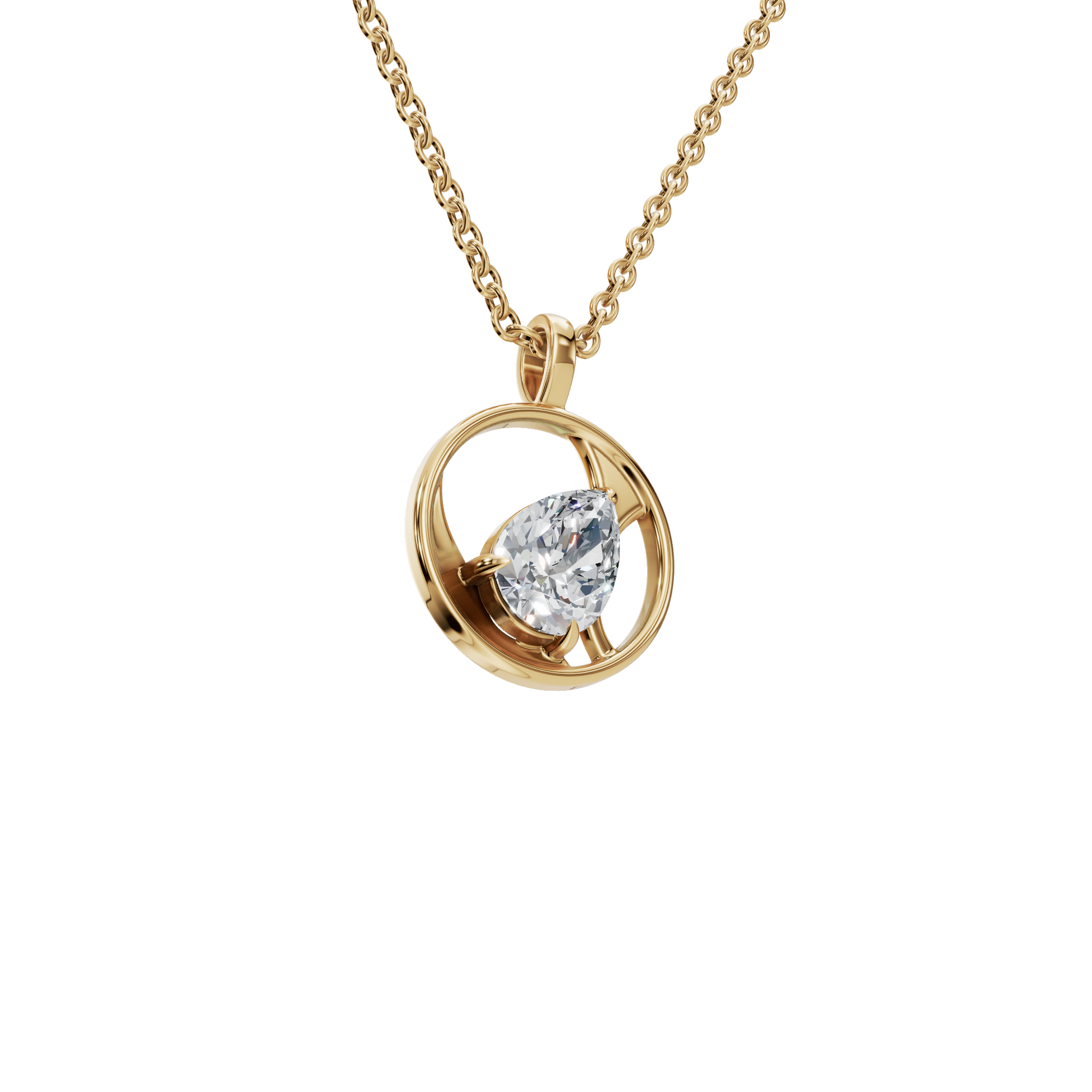 0.65 CTW Pear Cut Diamond Circle Pendant | Minimalist Everyday Necklace
