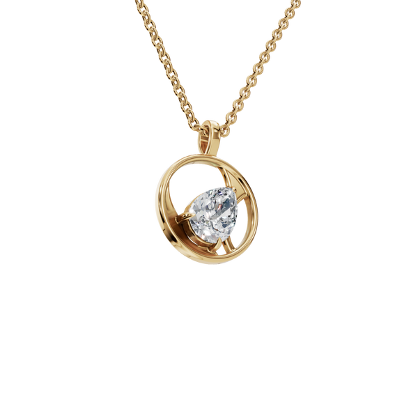 0.65 CTW Pear Cut Diamond Circle Pendant | Minimalist Everyday Necklace