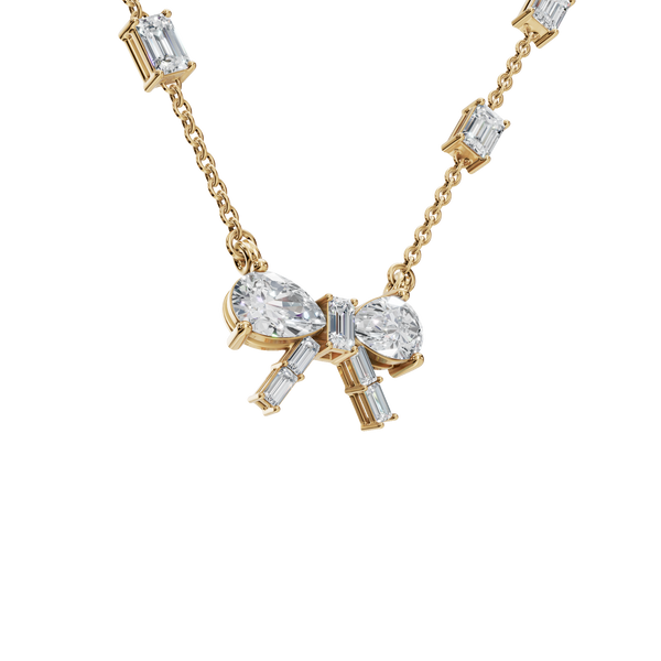 2.40 CTW Lab-Grown Diamond Station Necklace in Solid Gold Chain Necklace