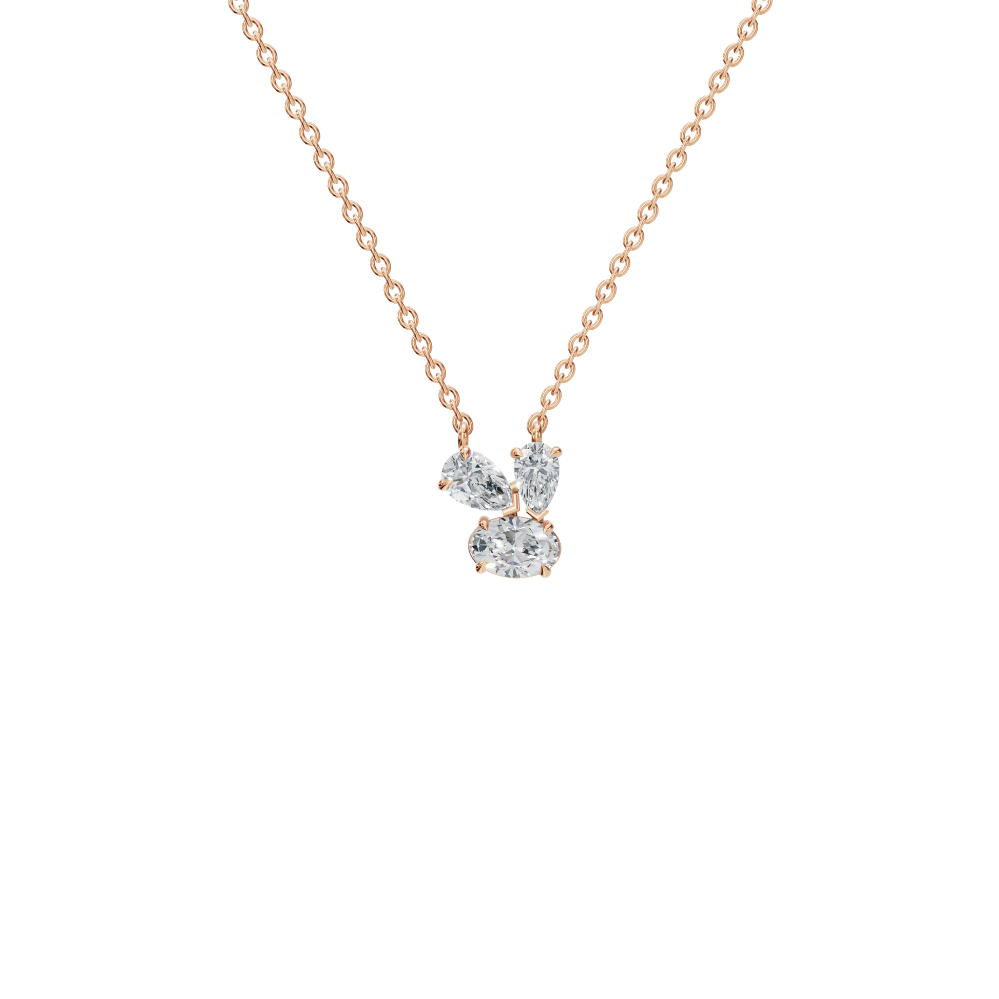 Graceful Lab Grown Diamond Trio Necklace – Romantic Jewelry Gift for Mother’s Day