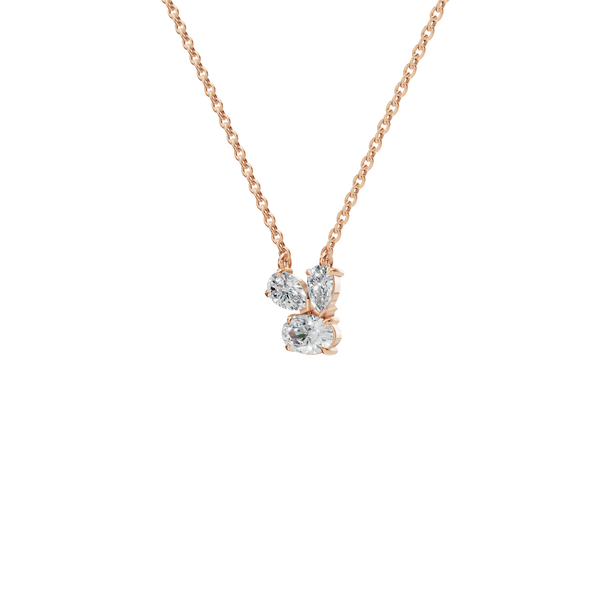 Graceful Lab Grown Diamond Trio Necklace – Romantic Jewelry Gift for Mother’s Day