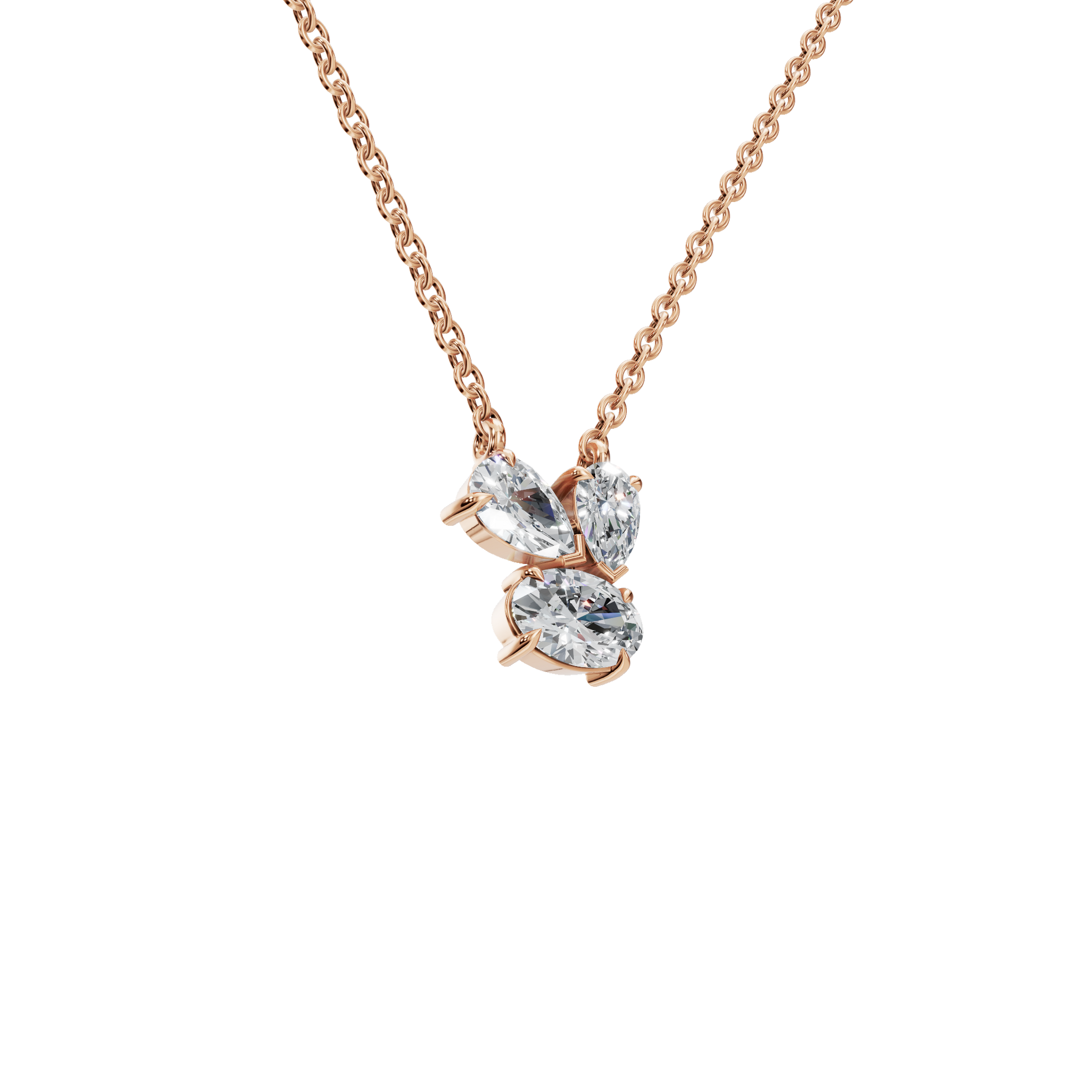 Graceful Lab Grown Diamond Trio Necklace – Romantic Jewelry Gift for Mother’s Day