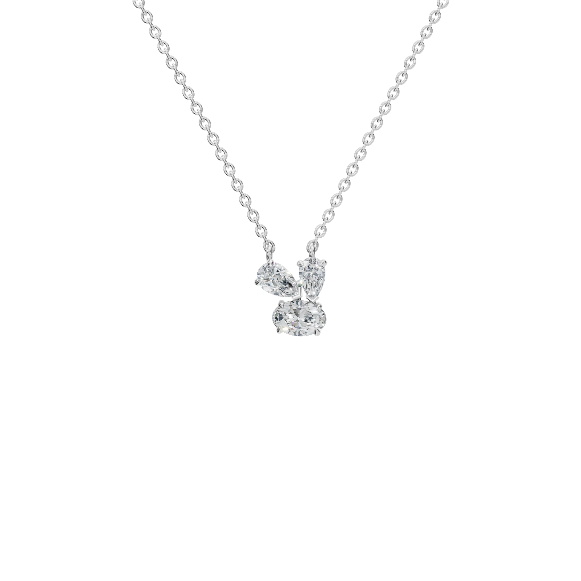 Graceful Lab Grown Diamond Trio Necklace – Romantic Jewelry Gift for Mother’s Day
