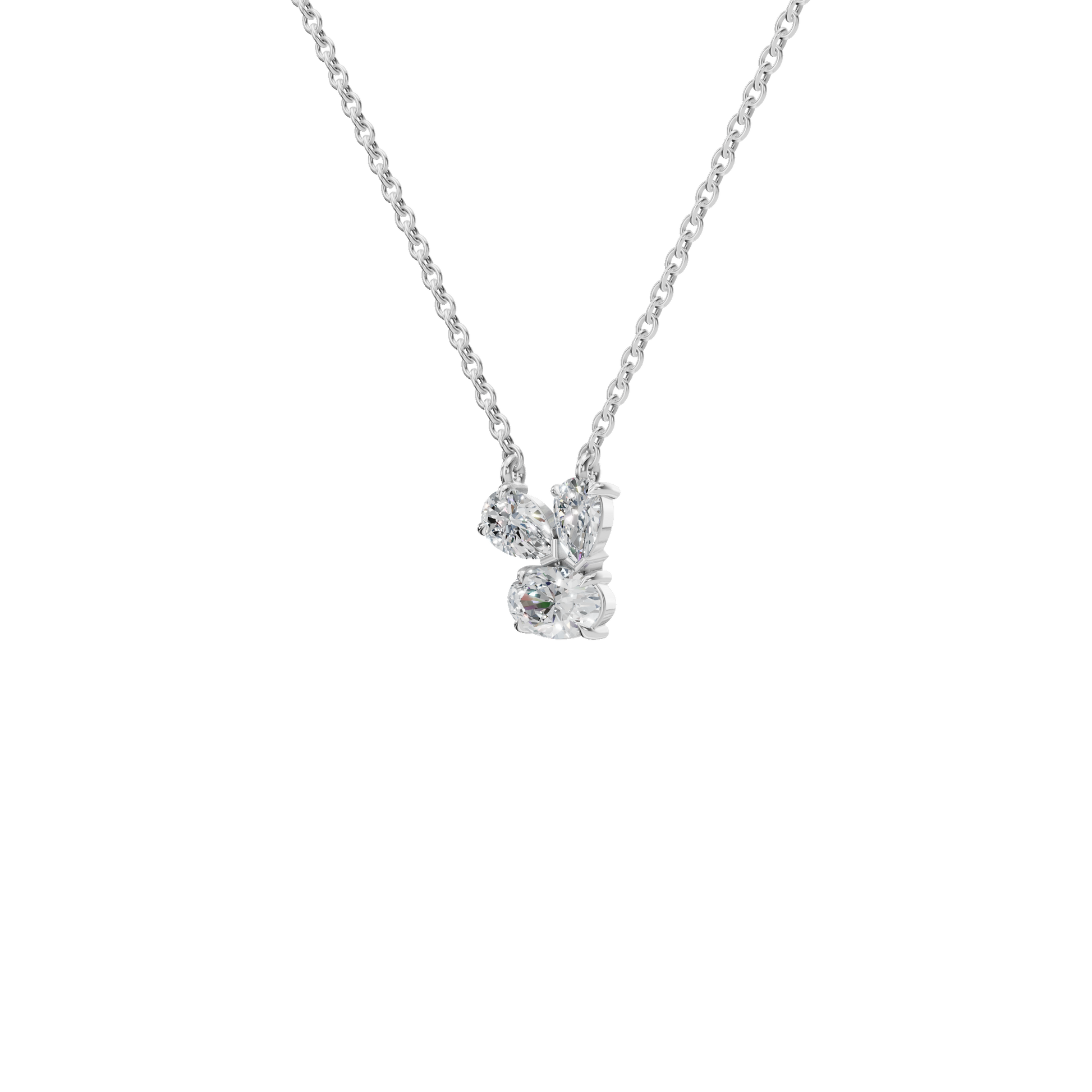 Graceful Lab Grown Diamond Trio Necklace – Romantic Jewelry Gift for Mother’s Day