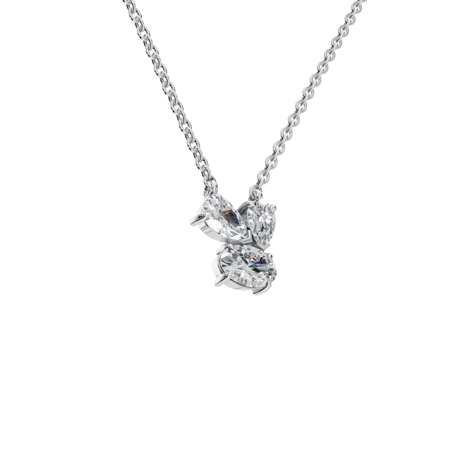 Graceful Lab Grown Diamond Trio Necklace – Romantic Jewelry Gift for Mother’s Day