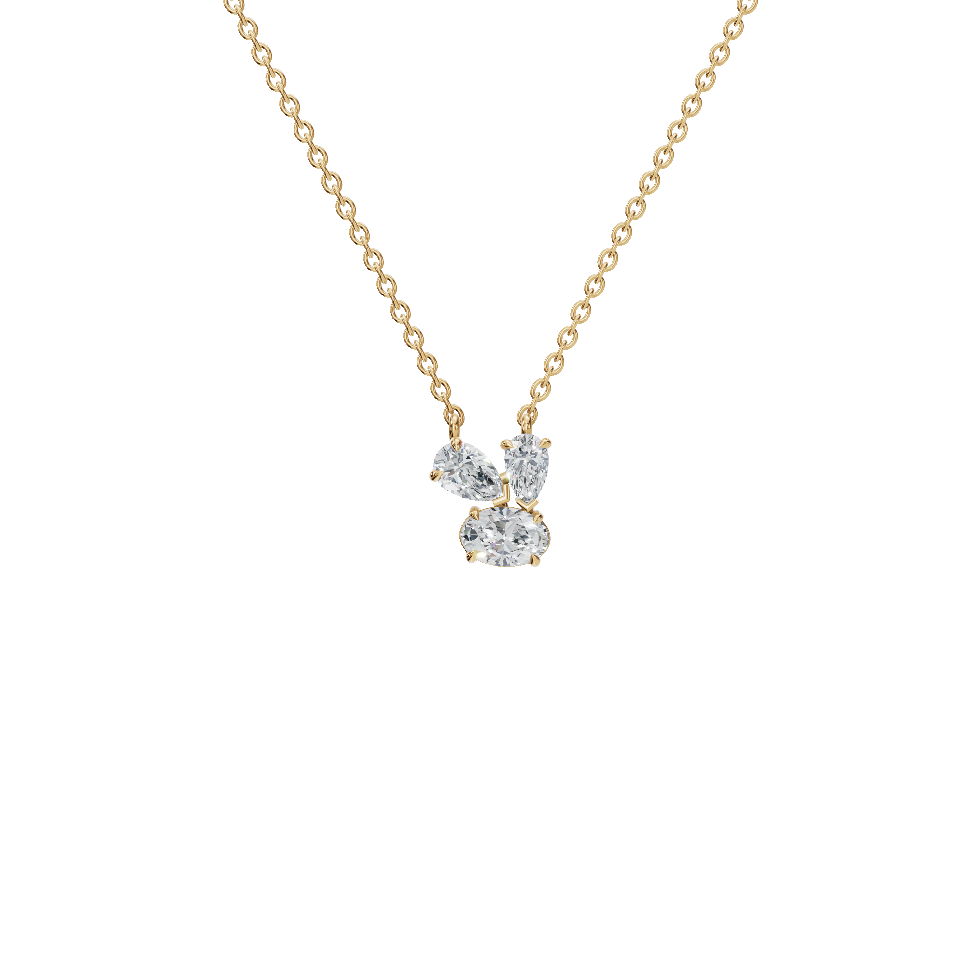 Graceful Lab Grown Diamond Trio Necklace – Romantic Jewelry Gift for Mother’s Day