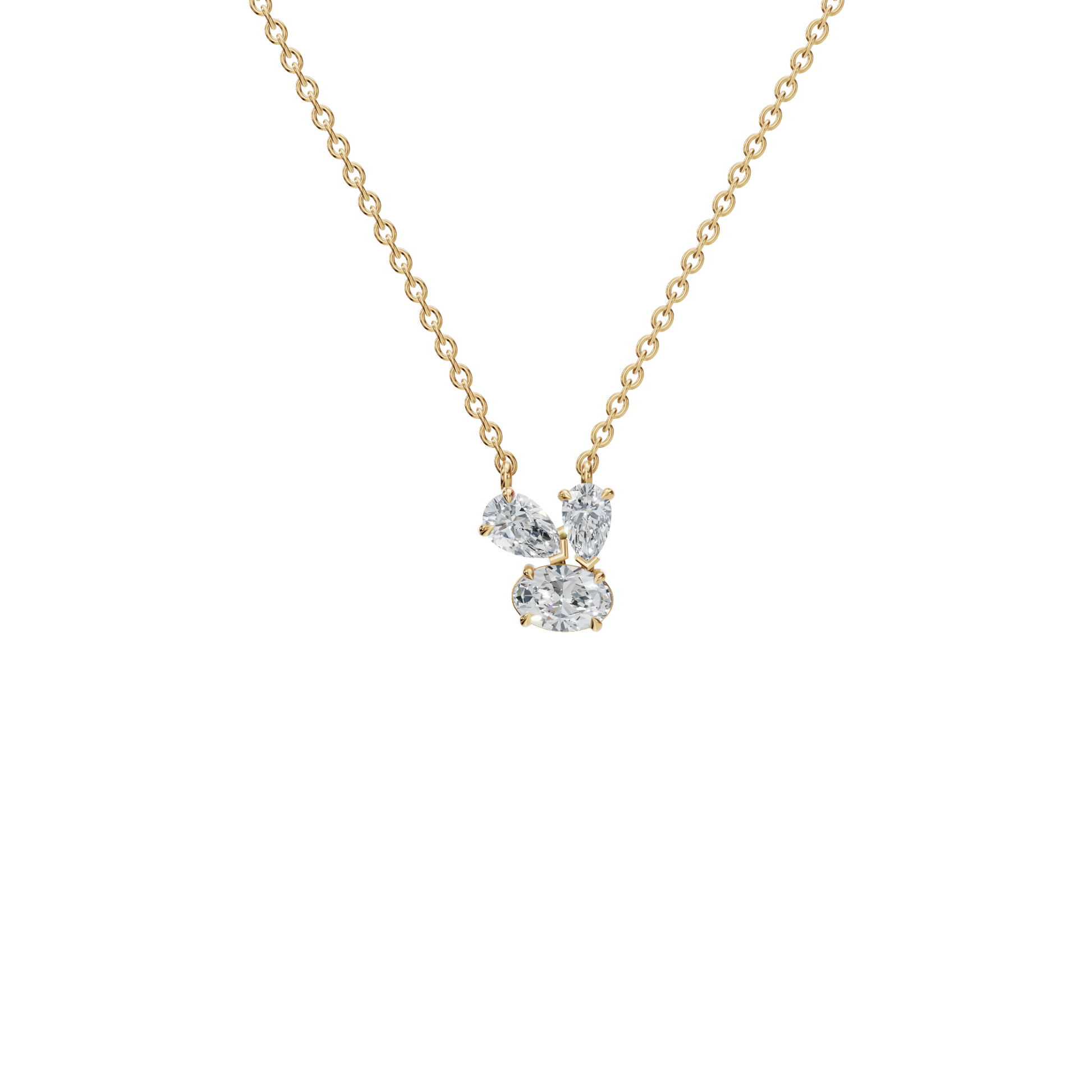 Graceful Lab Grown Diamond Trio Necklace – Romantic Jewelry Gift for Mother’s Day