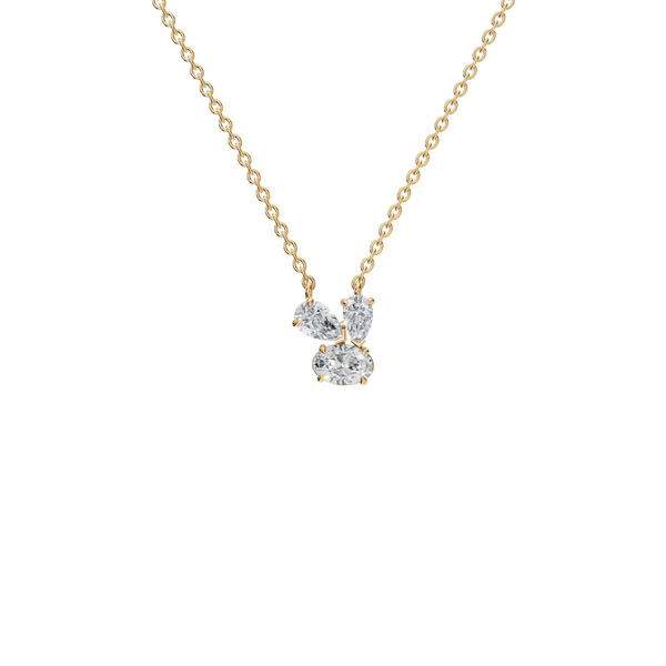 0.78 ctw Oval and Pear Shape Diamond Pendant Necklace in Solid Gold