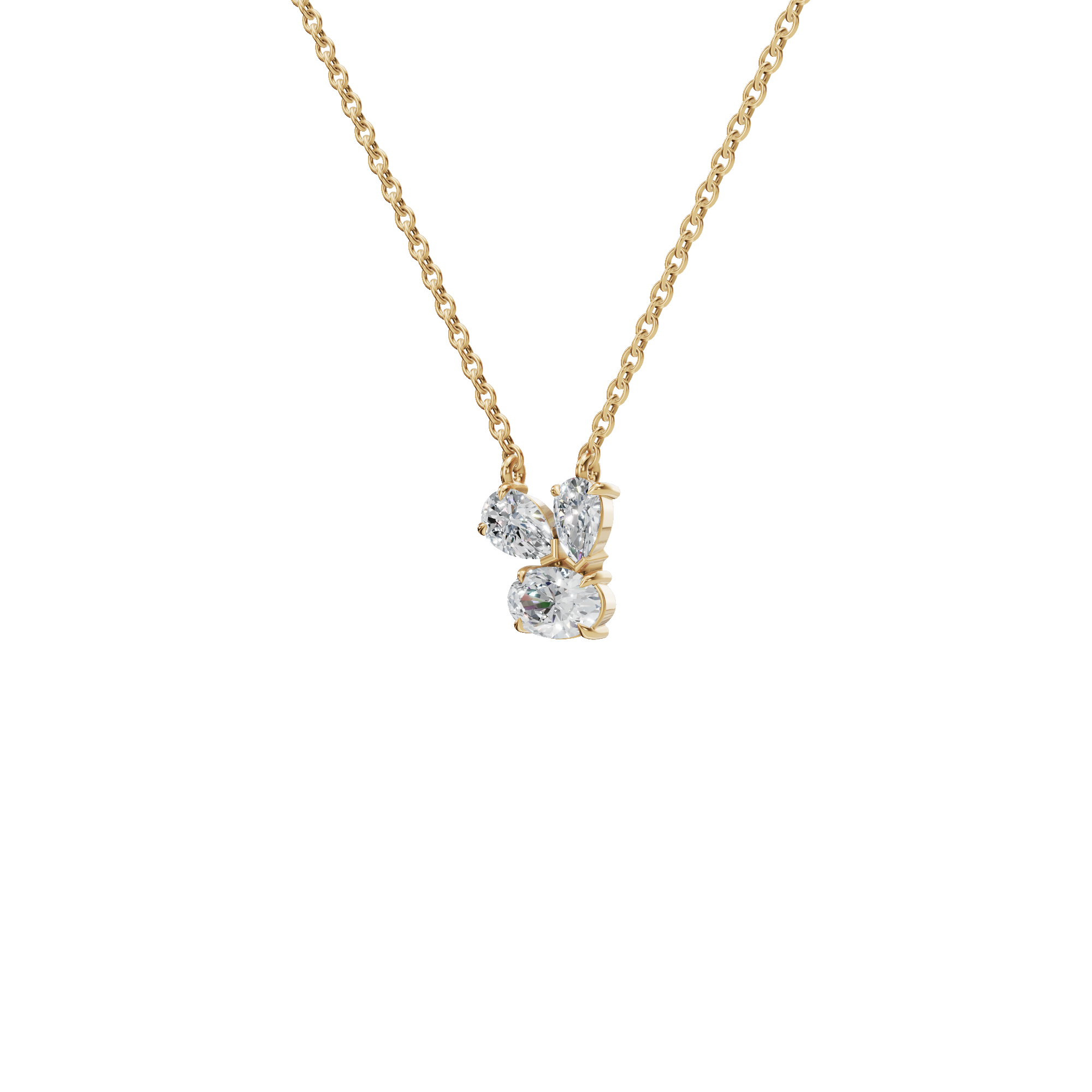 Graceful Lab Grown Diamond Trio Necklace – Romantic Jewelry Gift for Mother’s Day