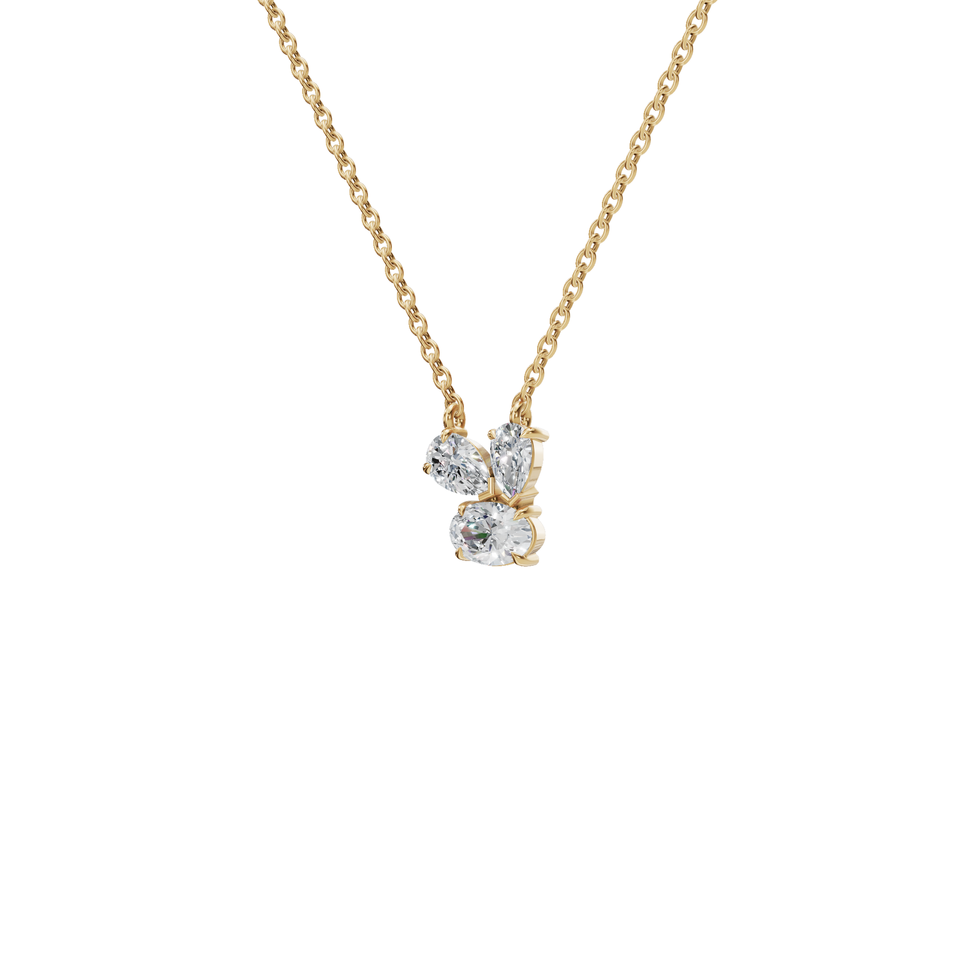 Graceful Lab Grown Diamond Trio Necklace – Romantic Jewelry Gift for Mother’s Day