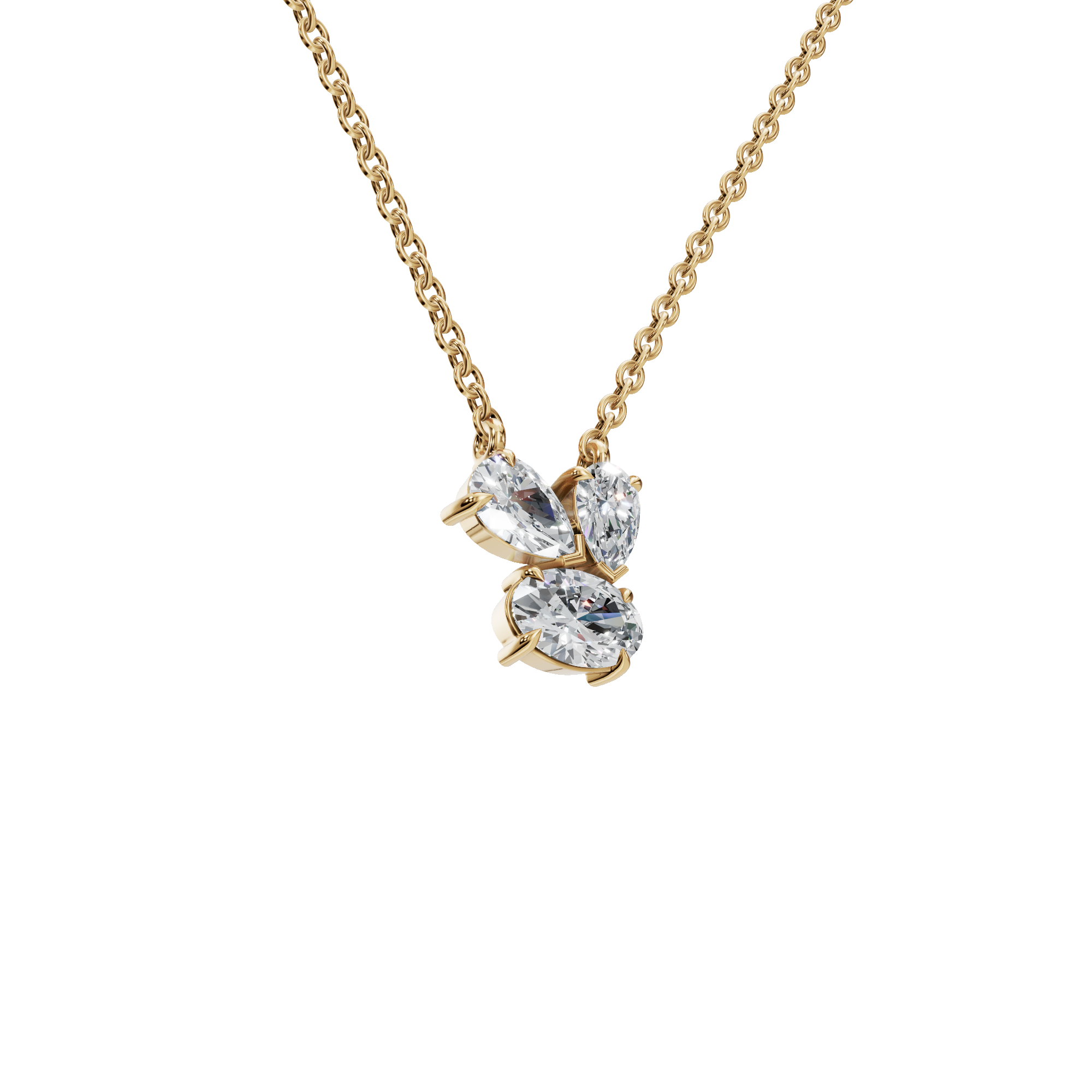 Graceful Lab Grown Diamond Trio Necklace – Romantic Jewelry Gift for Mother’s Day