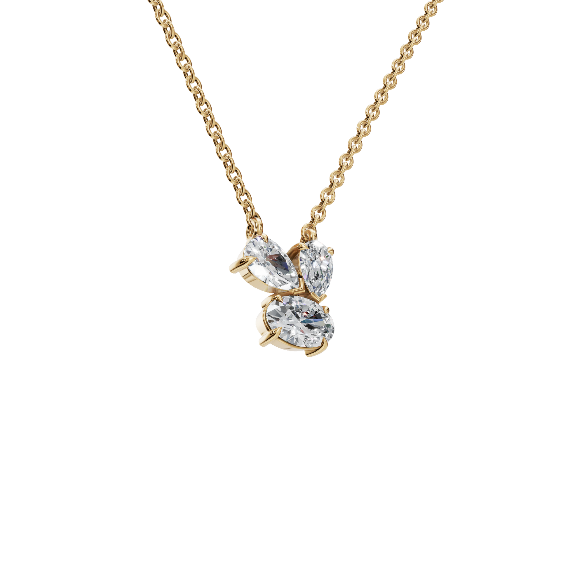 Graceful Lab Grown Diamond Trio Necklace – Romantic Jewelry Gift for Mother’s Day