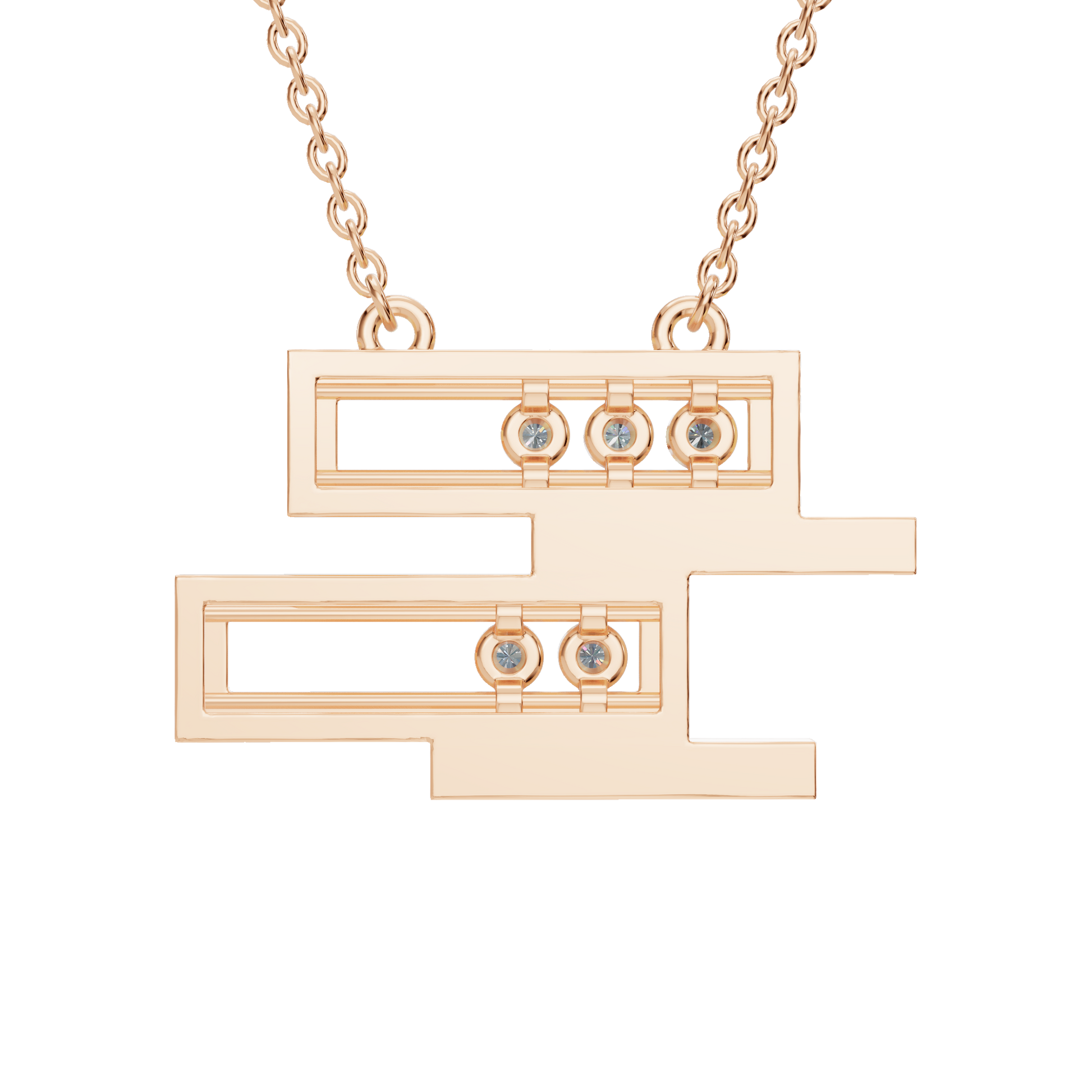 0.18ctw Round Diamond Geometric Pendant Necklace in Solid Gold