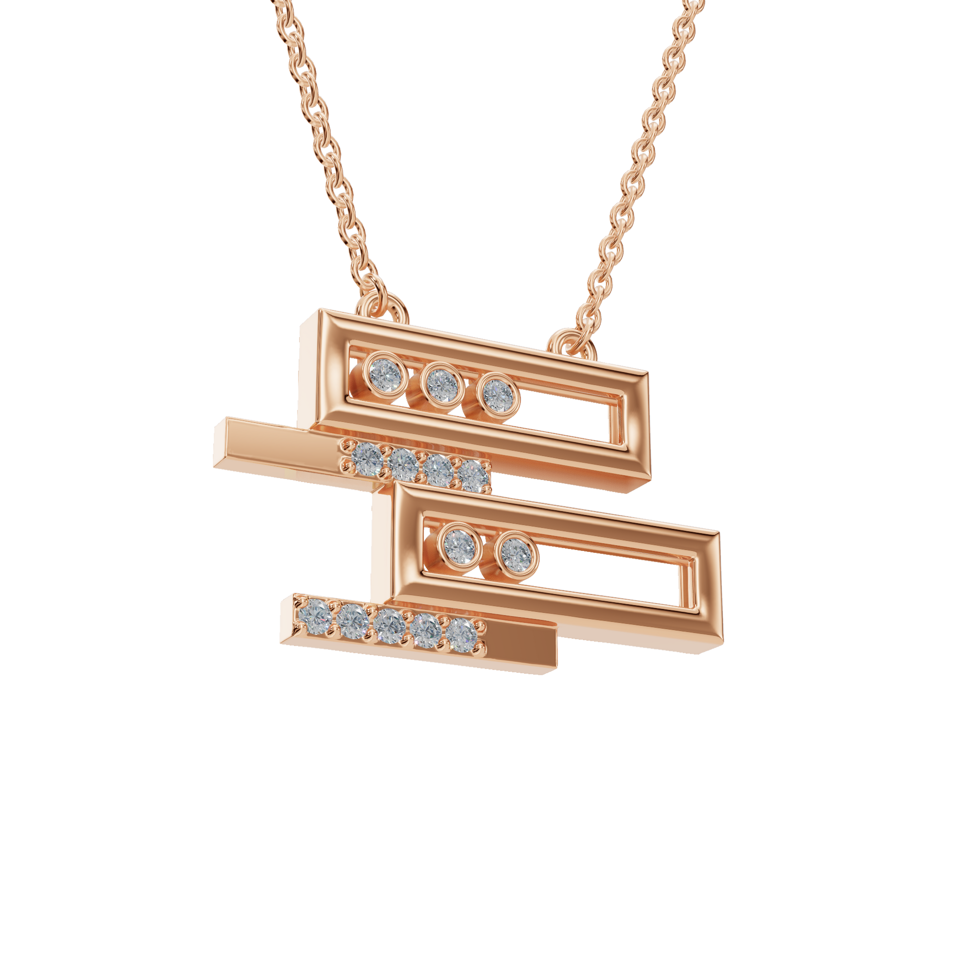 0.18ctw Round Diamond Geometric Pendant Necklace in Solid Gold
