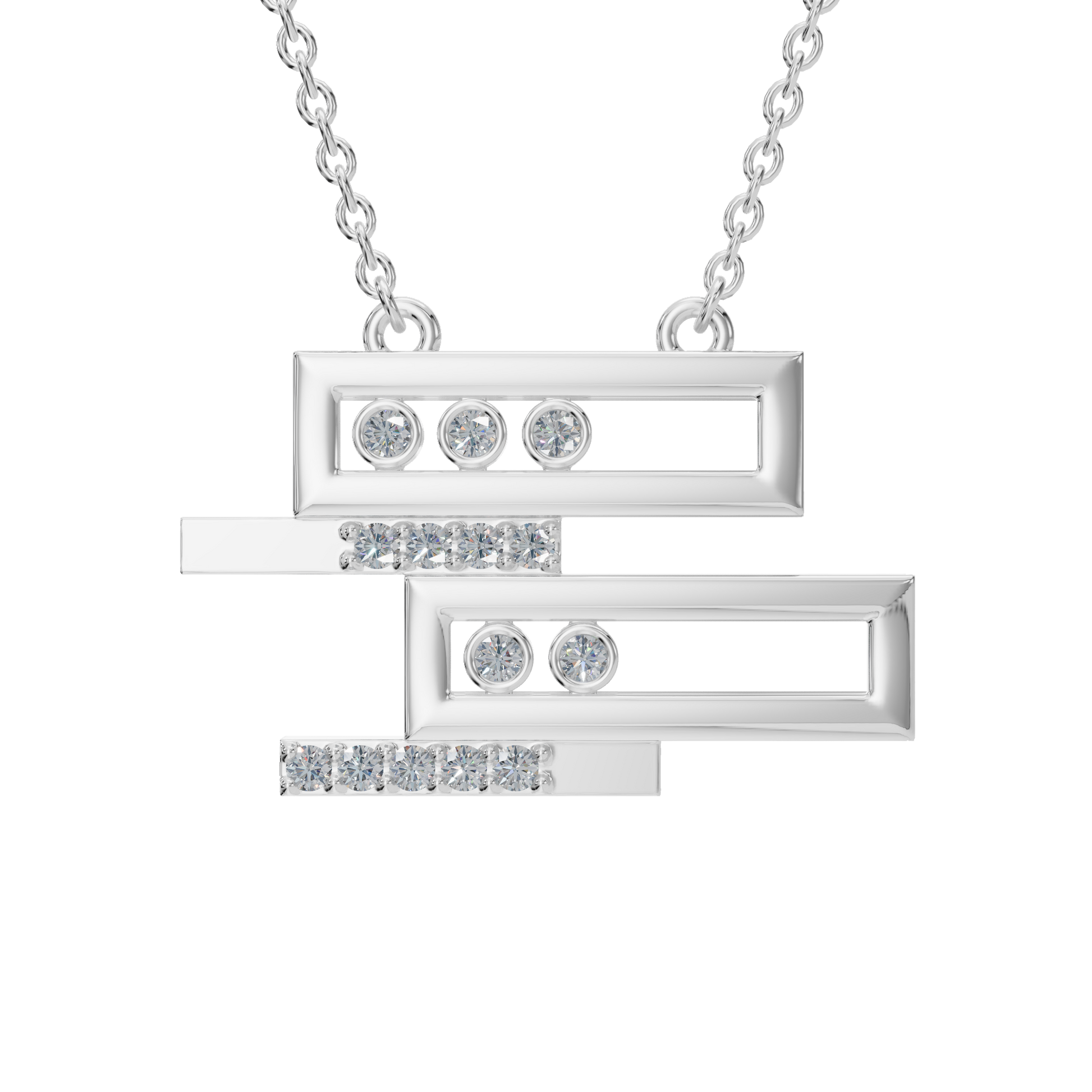 0.18ctw Round Diamond Geometric Pendant Necklace in Solid Gold