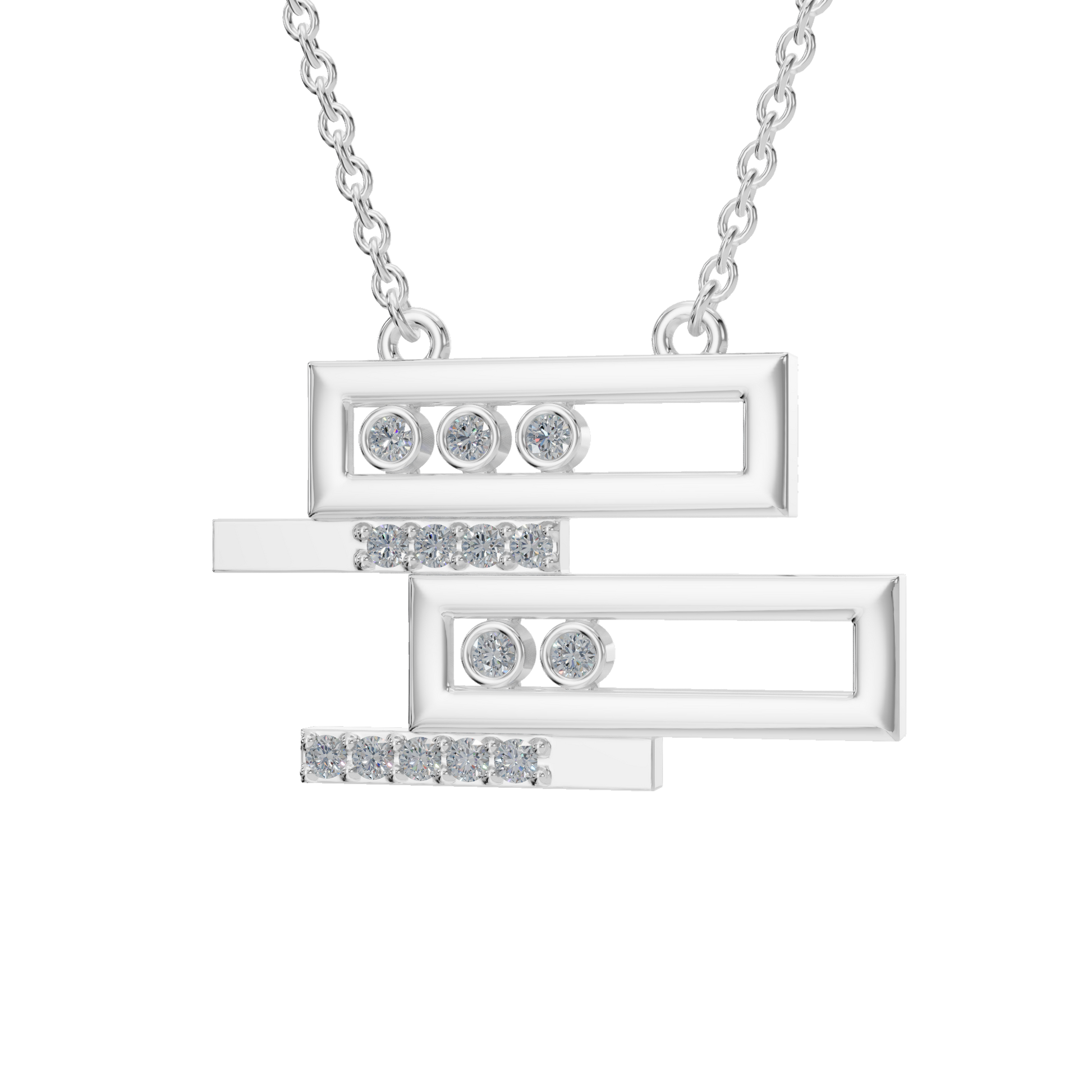 0.18ctw Round Diamond Geometric Pendant Necklace in Solid Gold