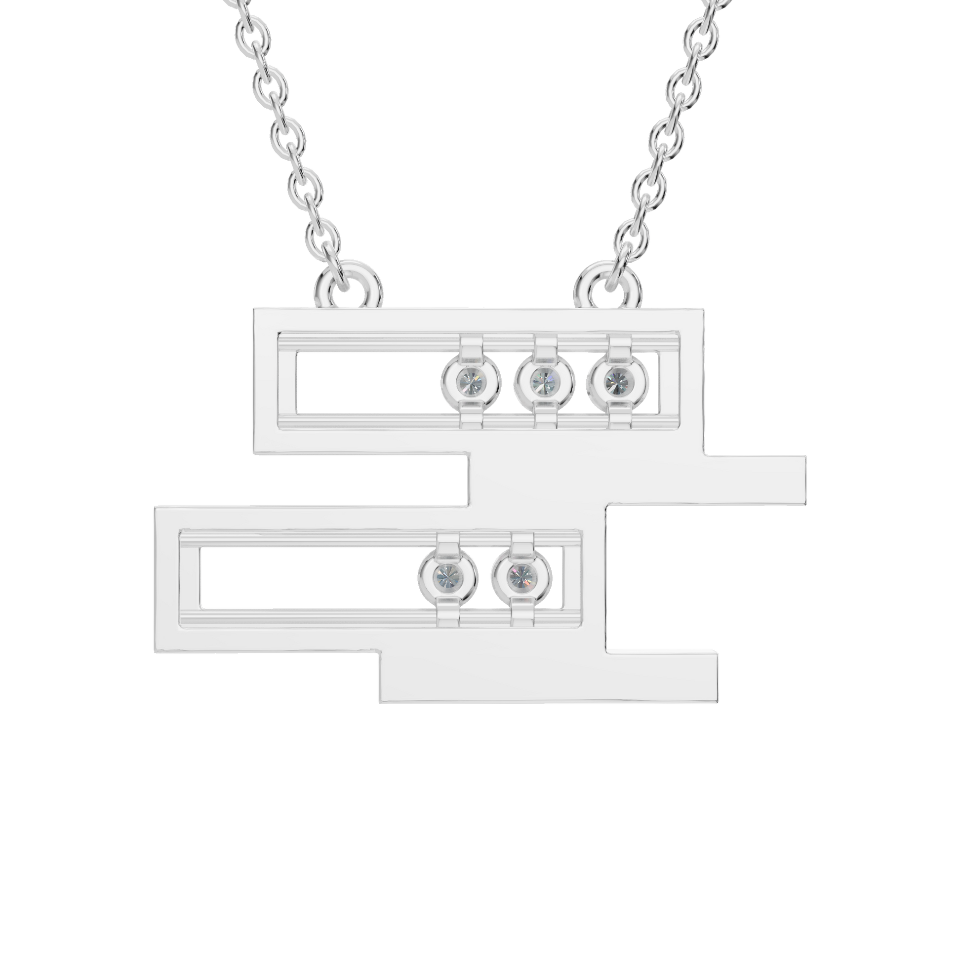 0.18ctw Round Diamond Geometric Pendant Necklace in Solid Gold