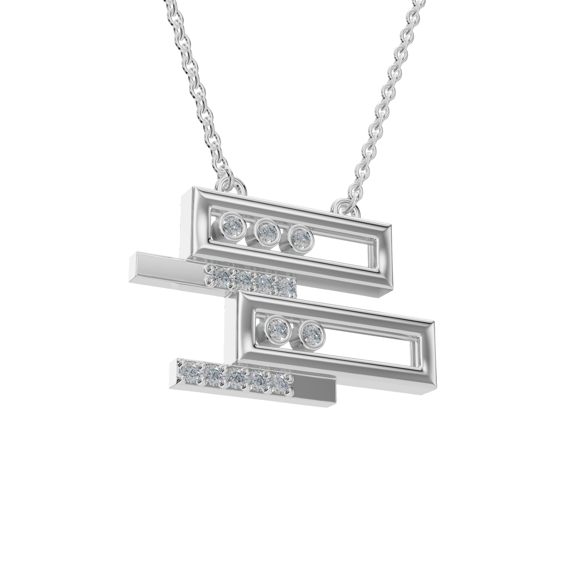 0.18ctw Round Diamond Geometric Pendant Necklace in Solid Gold