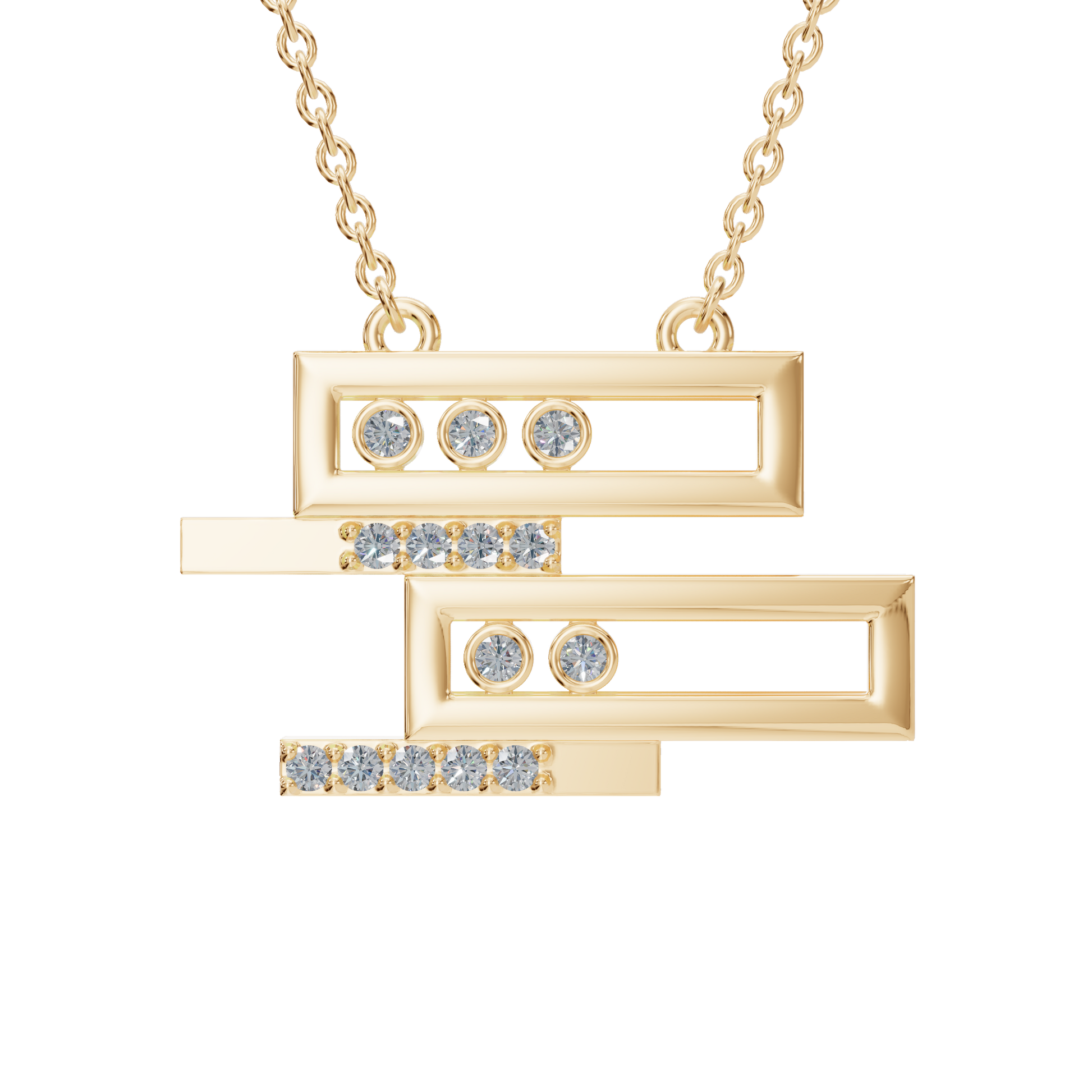 0.18ctw Round Diamond Geometric Pendant Necklace in Solid Gold