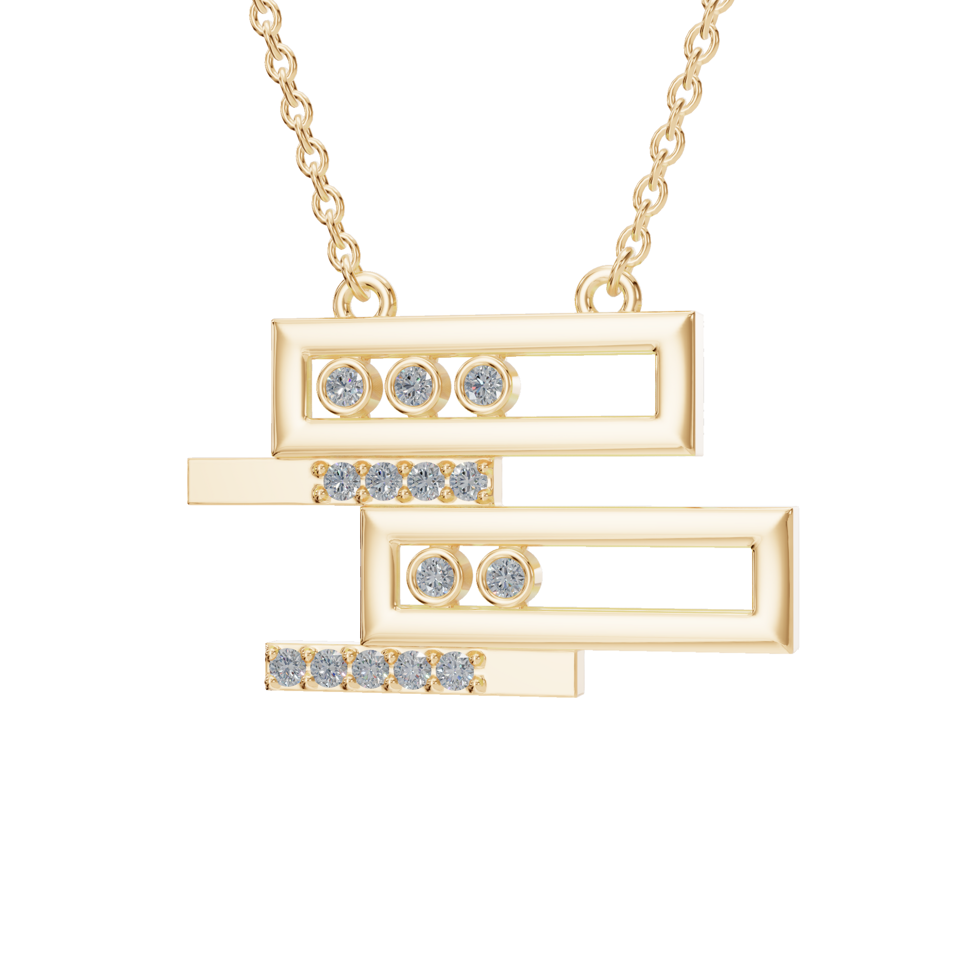 0.18ctw Round Diamond Geometric Pendant Necklace in Solid Gold