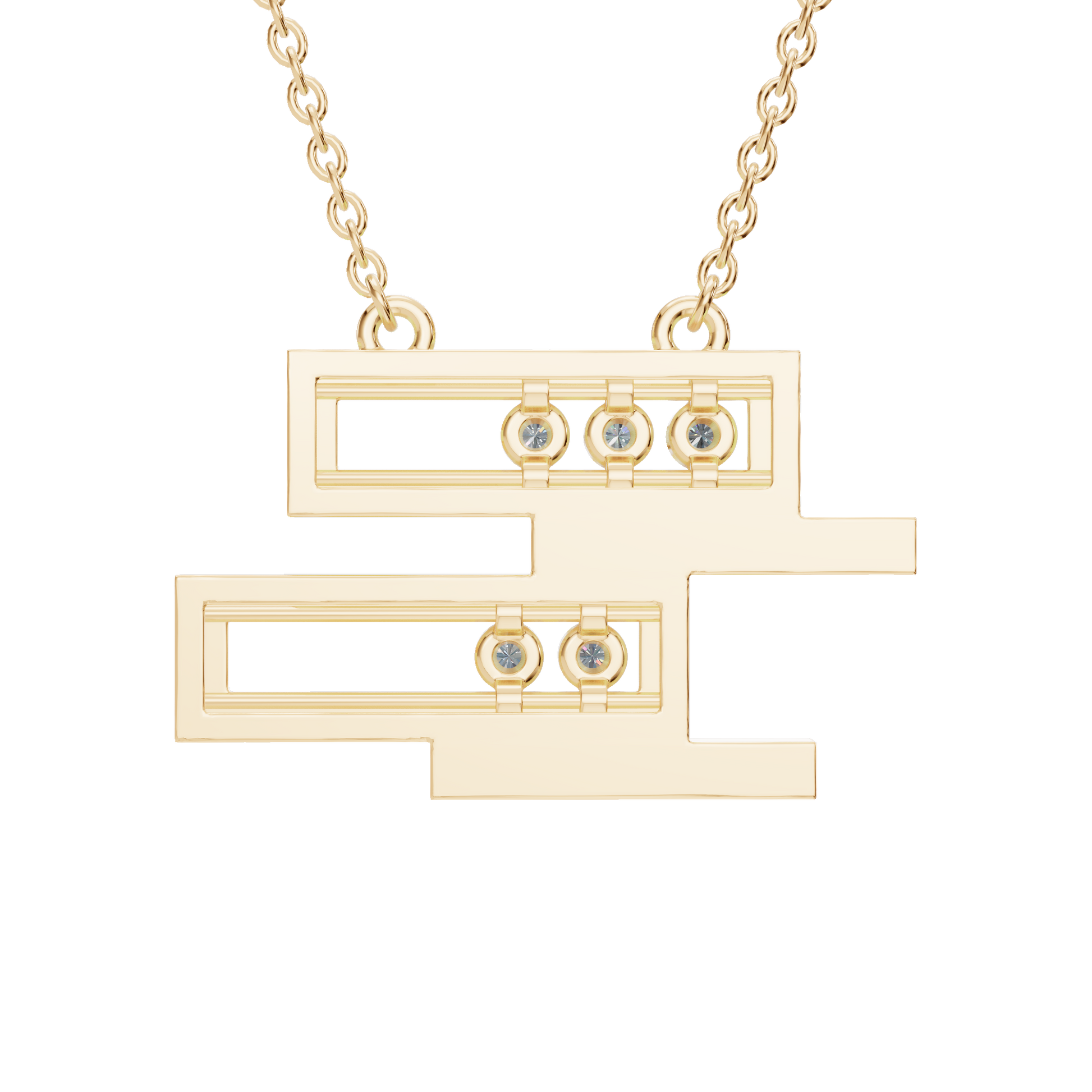 0.18ctw Round Diamond Geometric Pendant Necklace in Solid Gold
