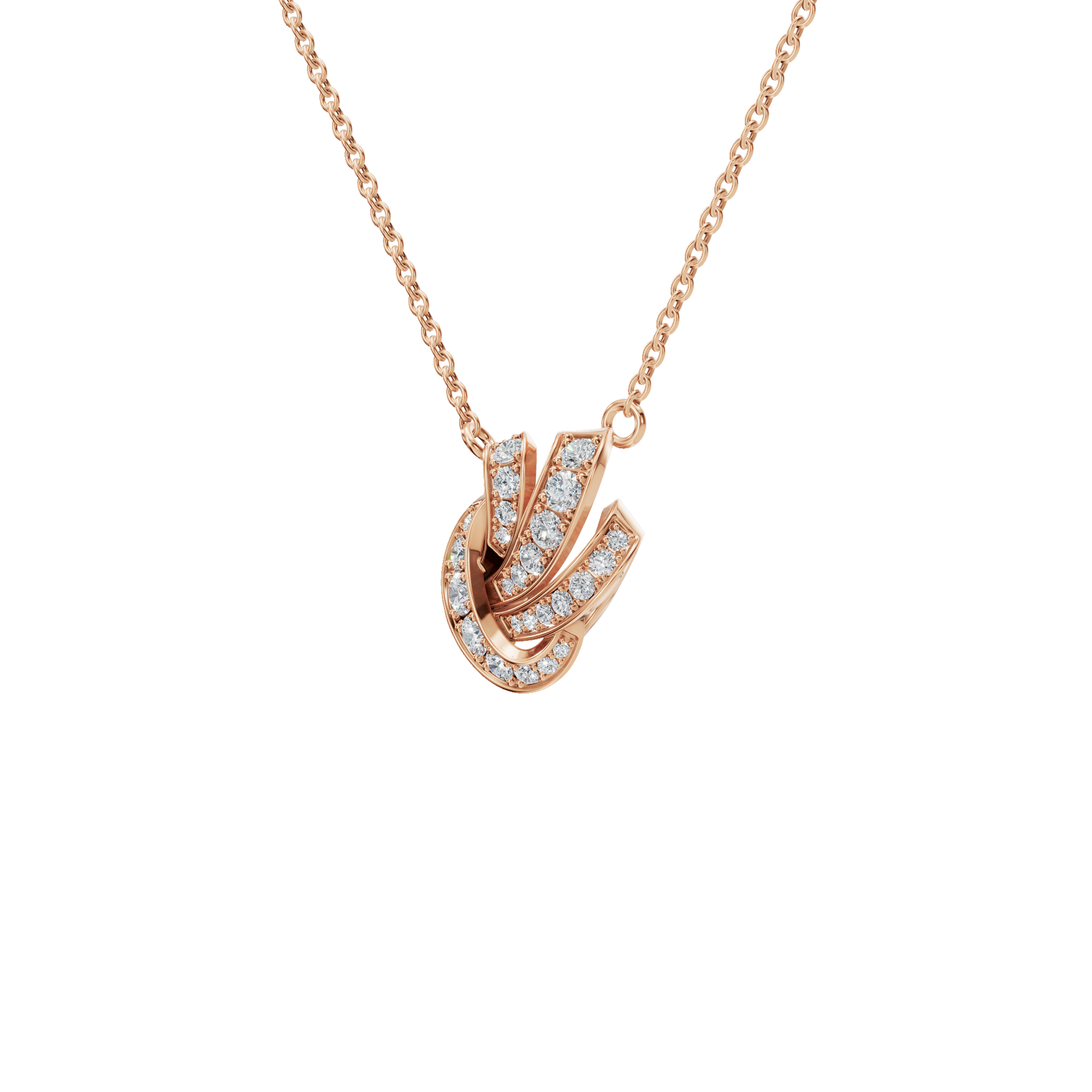 0.56ctw Round Diamond Swirl Pendant Necklace in Solid Gold