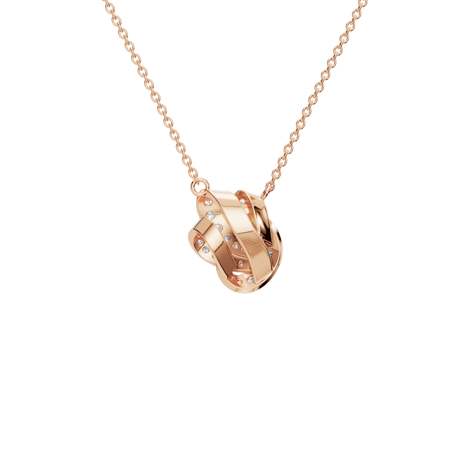 0.56ctw Round Diamond Swirl Pendant Necklace in Solid Gold