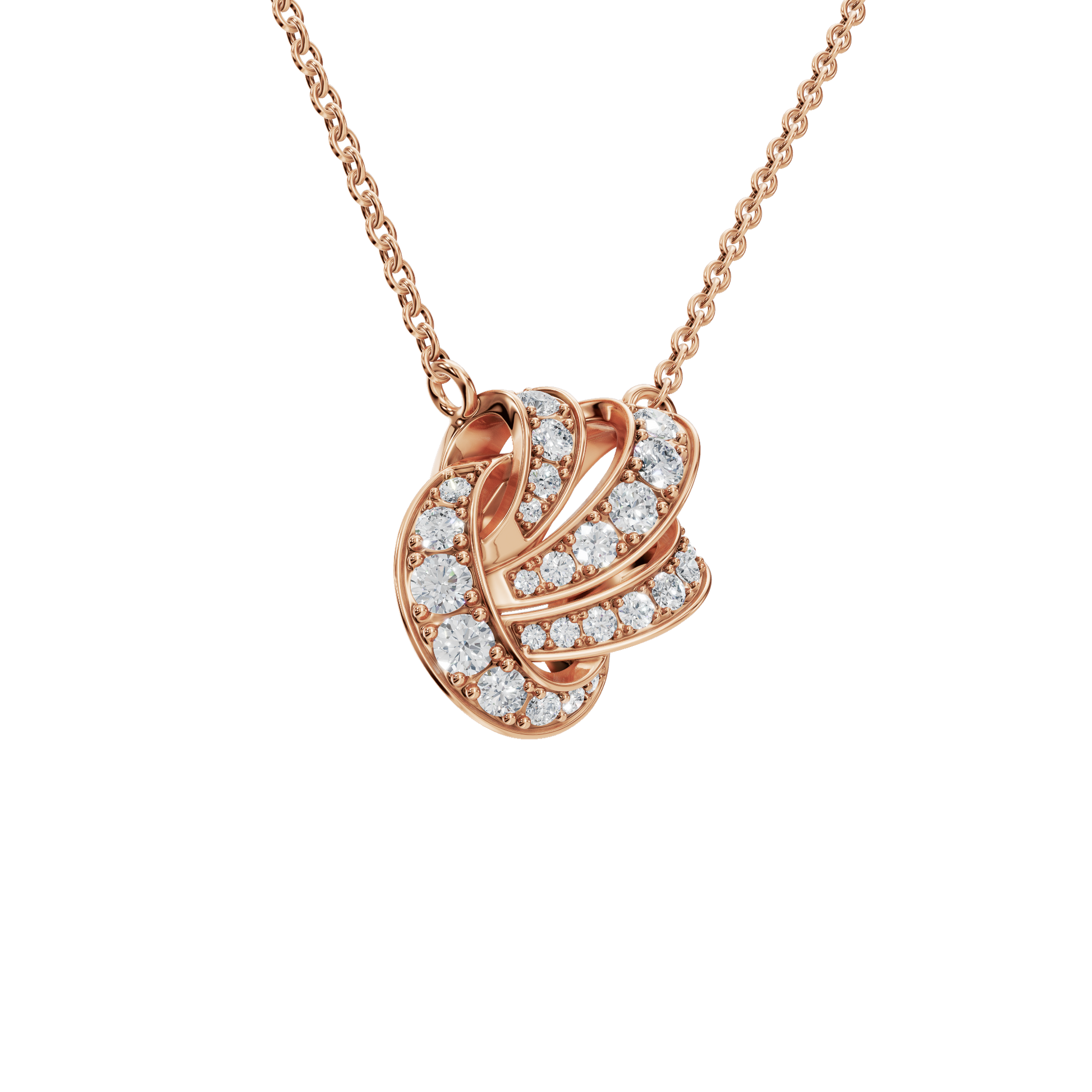 0.56ctw Round Diamond Swirl Pendant Necklace in Solid Gold