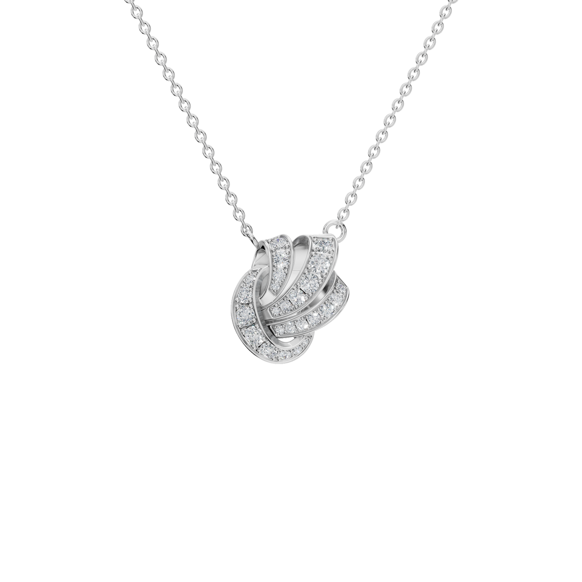0.56ctw Round Diamond Swirl Pendant Necklace in Solid Gold