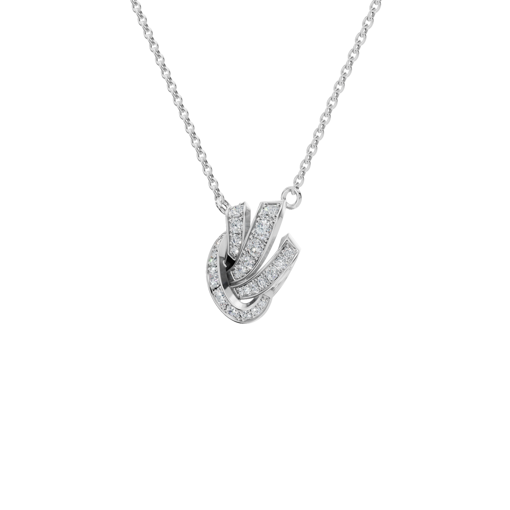 0.56ctw Round Diamond Swirl Pendant Necklace in Solid Gold