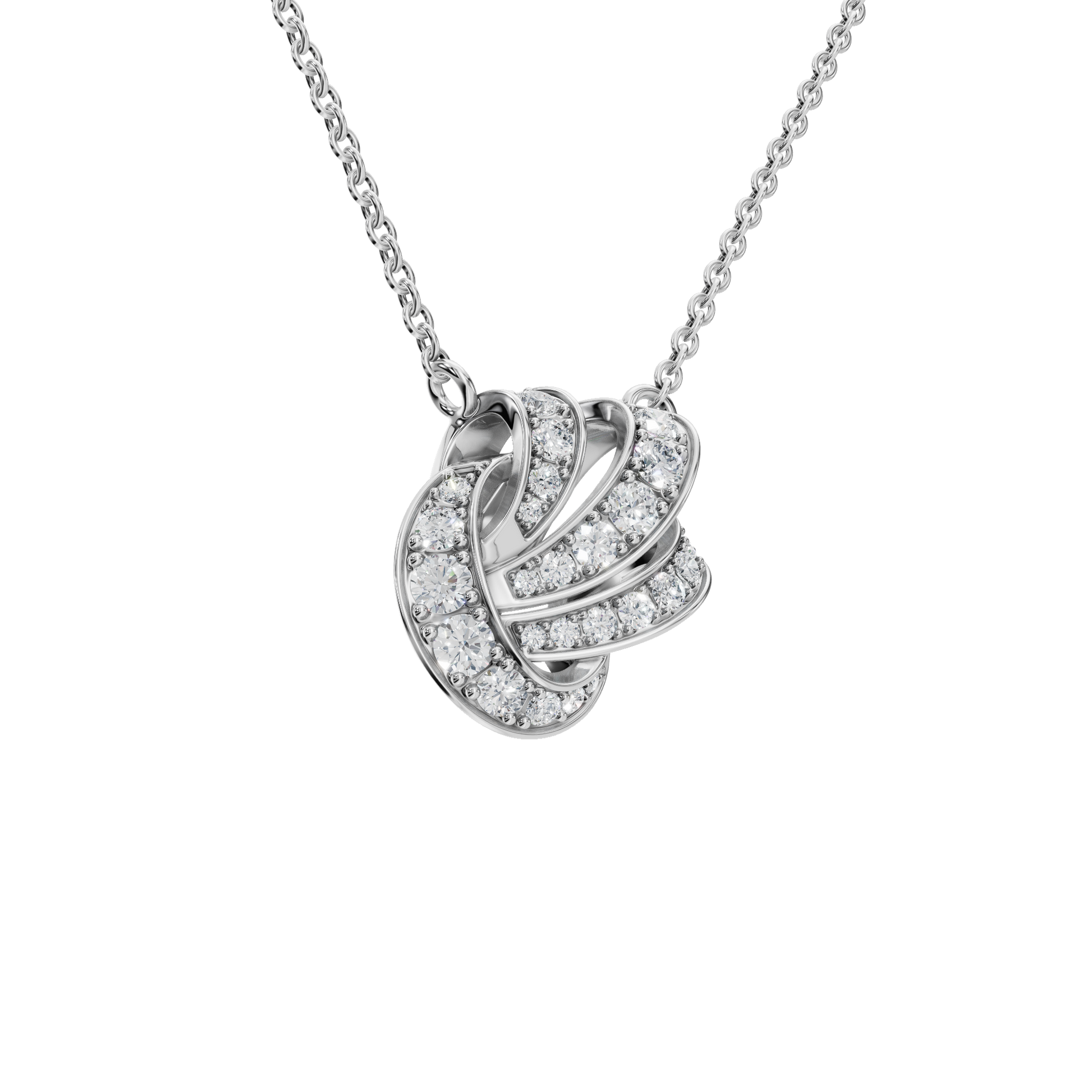 0.56ctw Round Diamond Swirl Pendant Necklace in Solid Gold