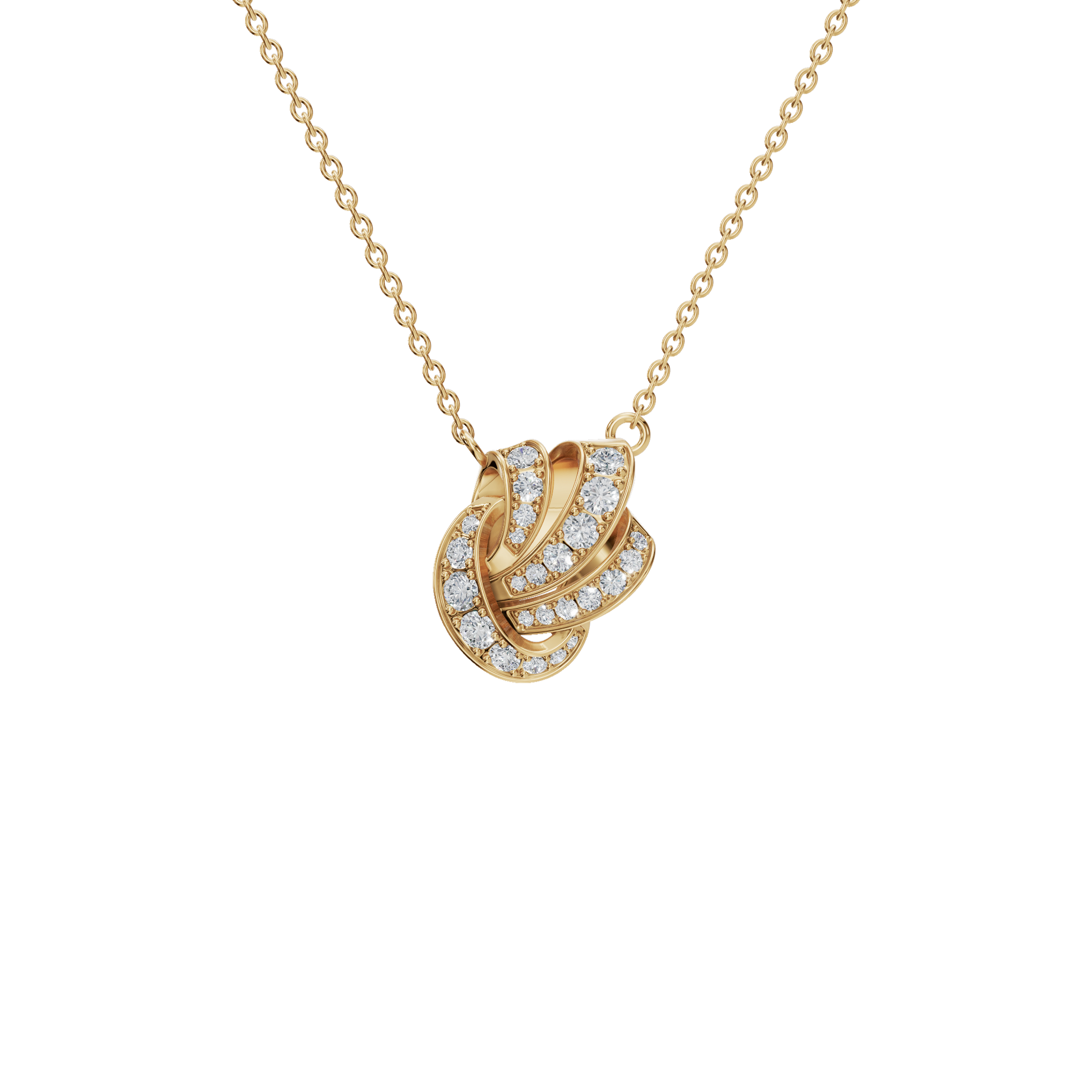 0.56ctw Round Diamond Swirl Pendant Necklace in Solid Gold