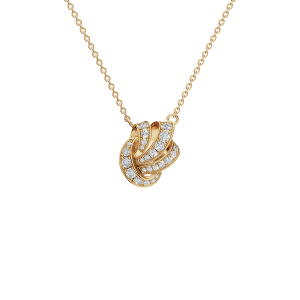 0.56ctw Round Diamond Swirl Pendant Necklace in Solid Gold