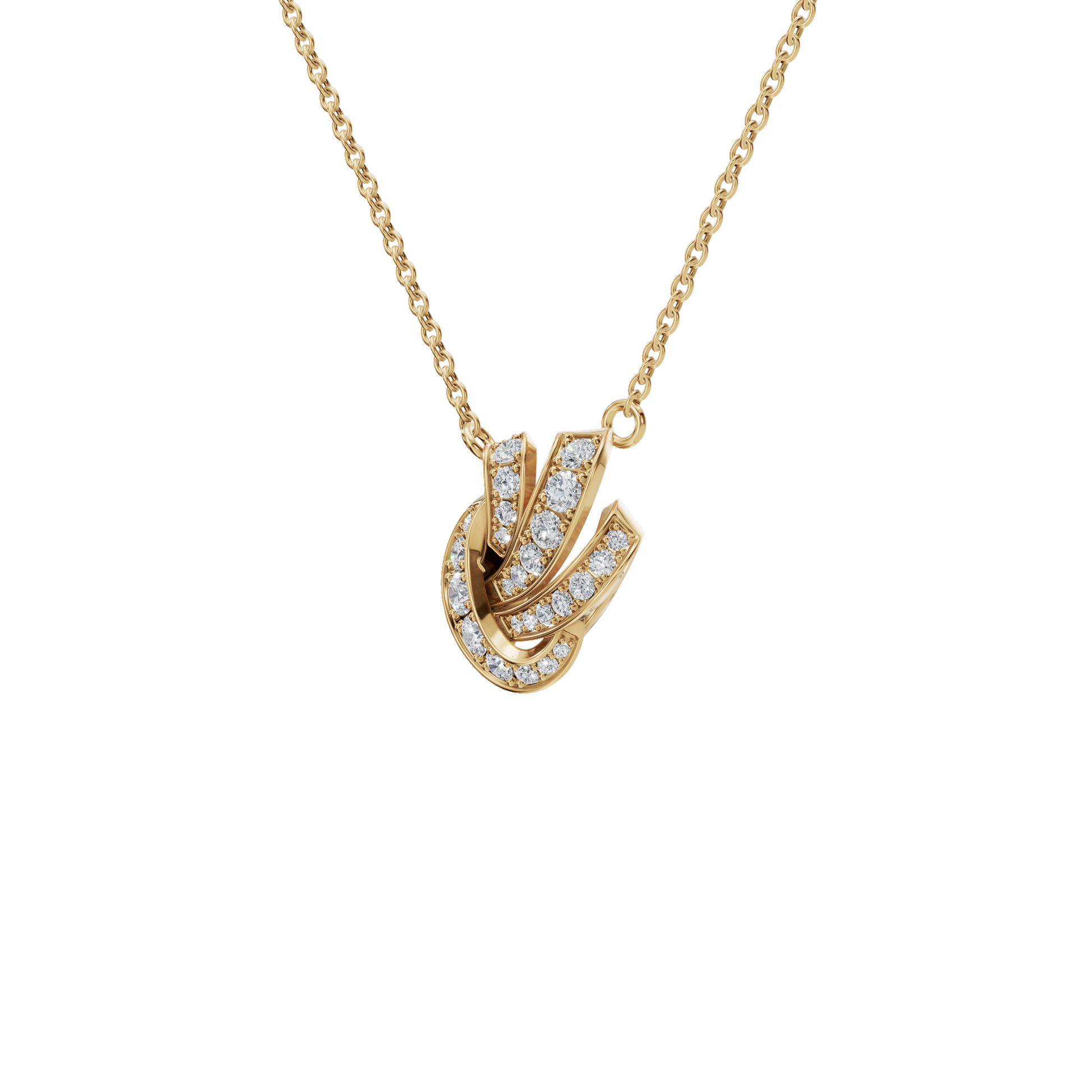 0.56ctw Round Diamond Swirl Pendant Necklace in Solid Gold
