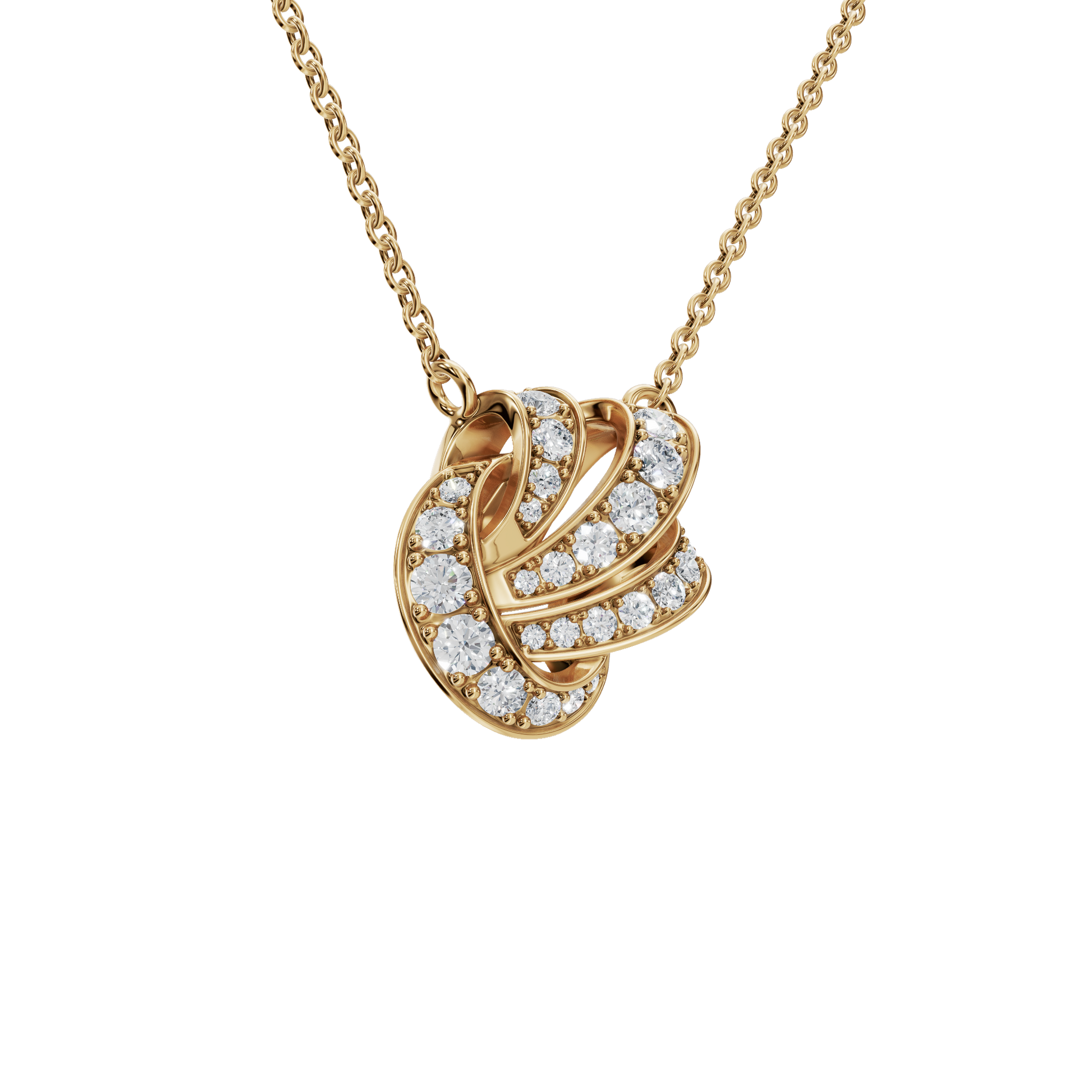 0.56ctw Round Diamond Swirl Pendant Necklace in Solid Gold