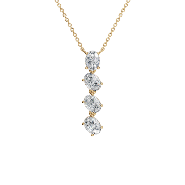 2.94Ctw Dainty Oval Cut Diamond Station Drop Pendant Necklace