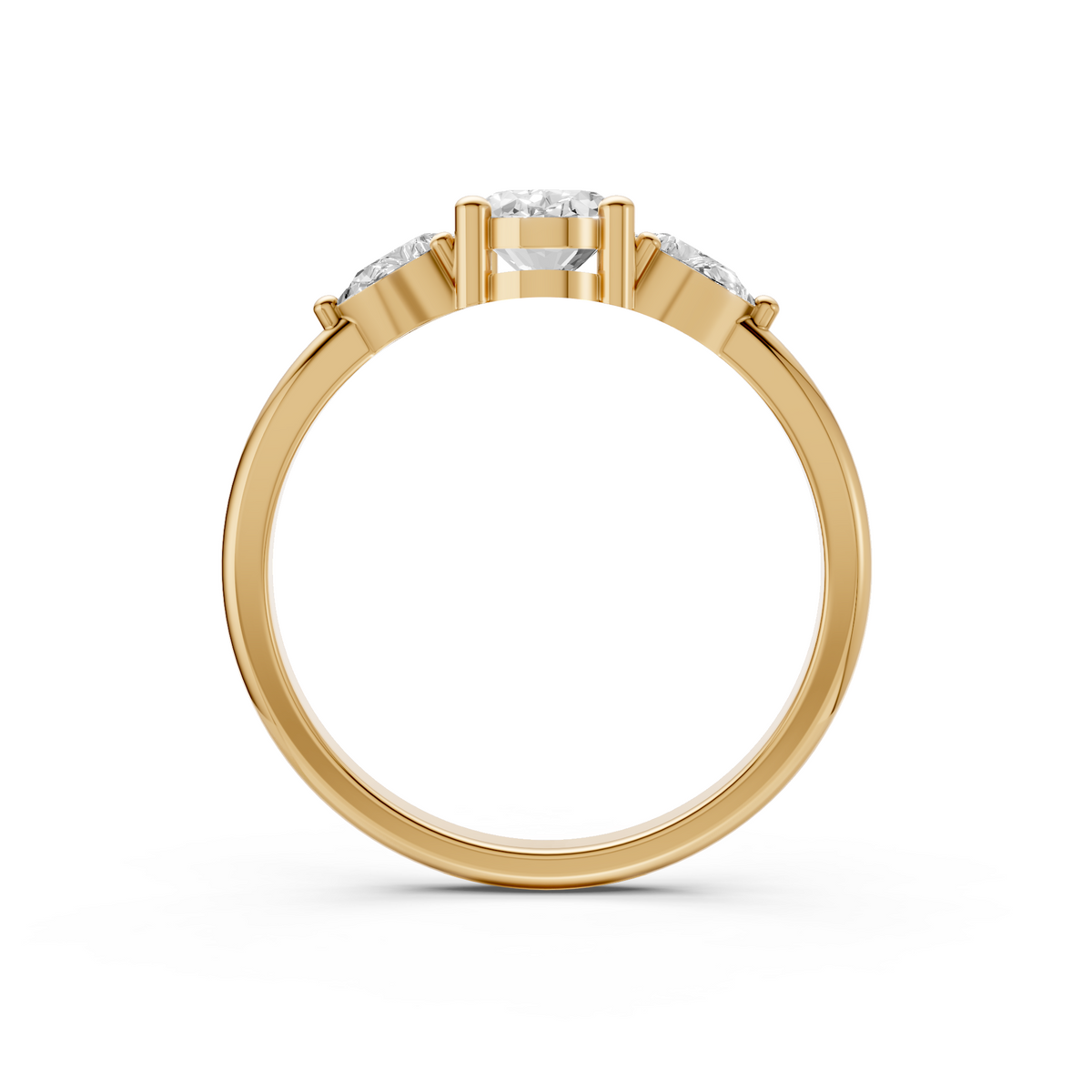 Three Stone Diamond with Oval Center & Pear Shape Ring