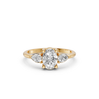 Three Stone Diamond with Oval Center & Pear Shape Ring