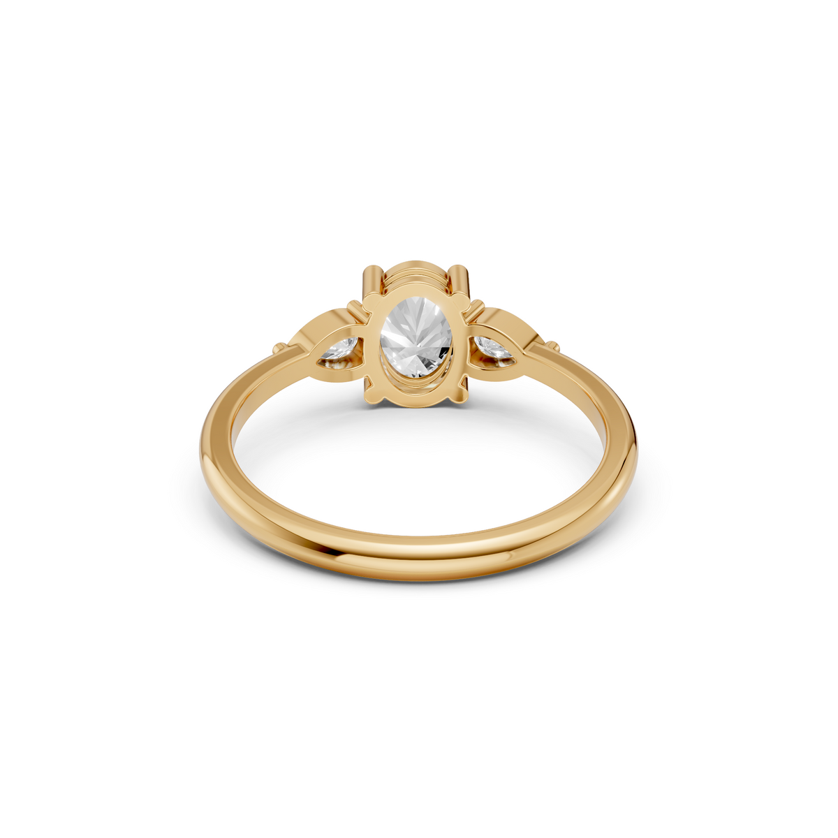 Three Stone Diamond with Oval Center & Pear Shape Ring