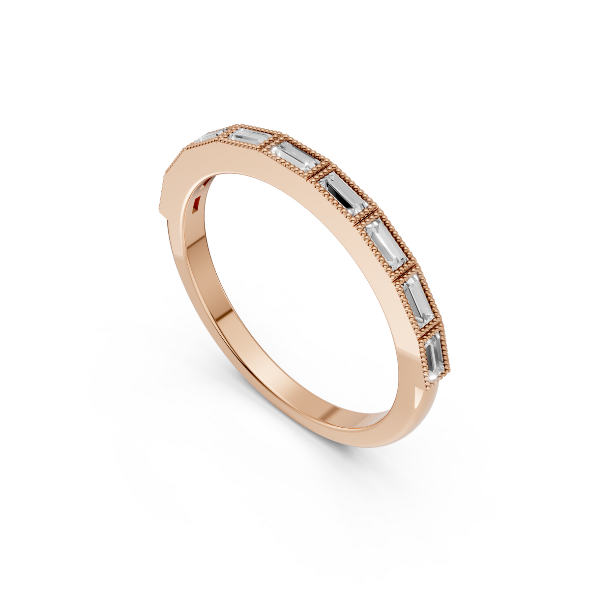 Celeste Baguette Diamond Half Eternity Band Ring in Gold