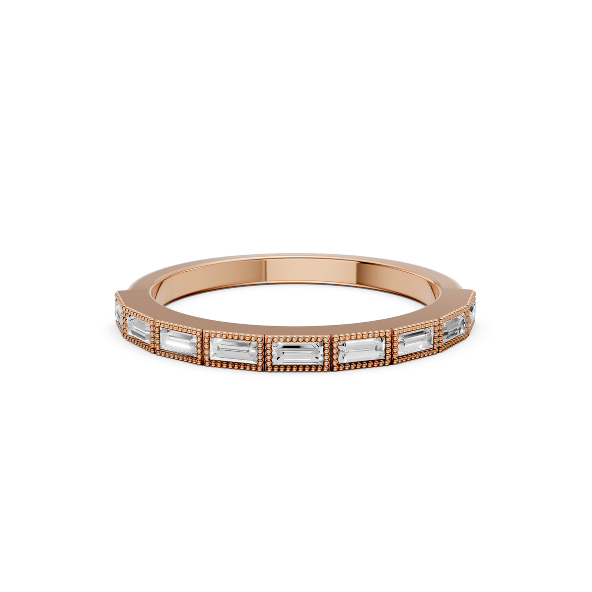 Celeste Baguette Diamond Half Eternity Band Ring in Gold