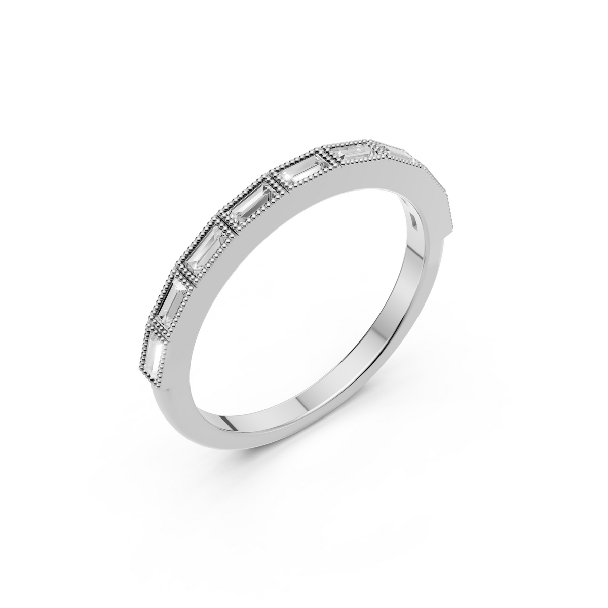 Celeste Baguette Diamond Half Eternity Band Ring in Gold