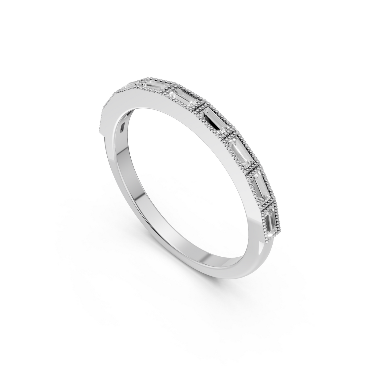 Celeste Baguette Diamond Half Eternity Band Ring in Gold