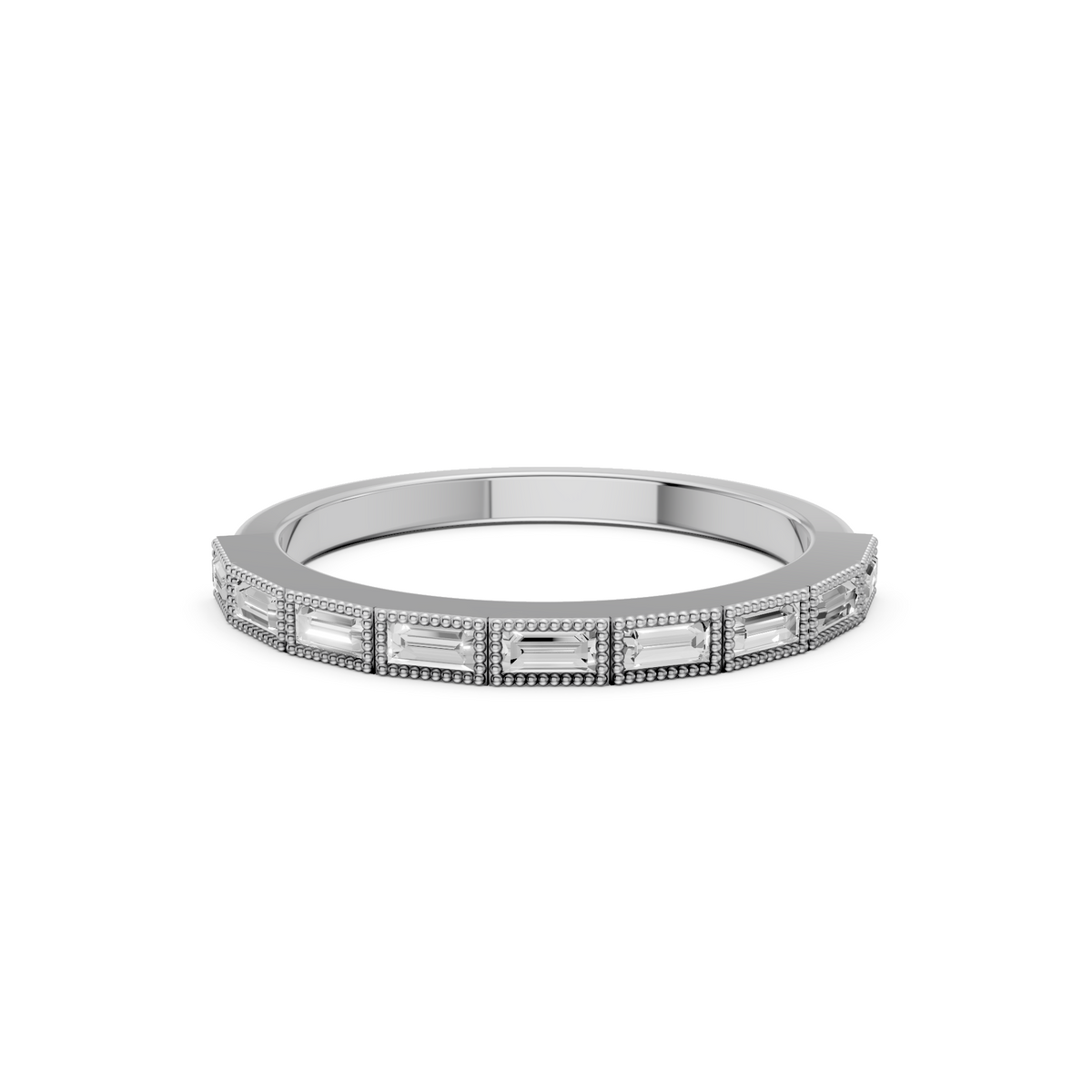 Celeste Baguette Diamond Half Eternity Band Ring in Gold