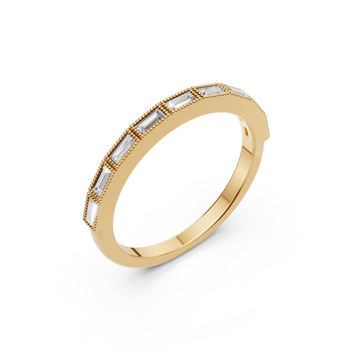 Celeste Baguette Diamond Half Eternity Band Ring in Gold